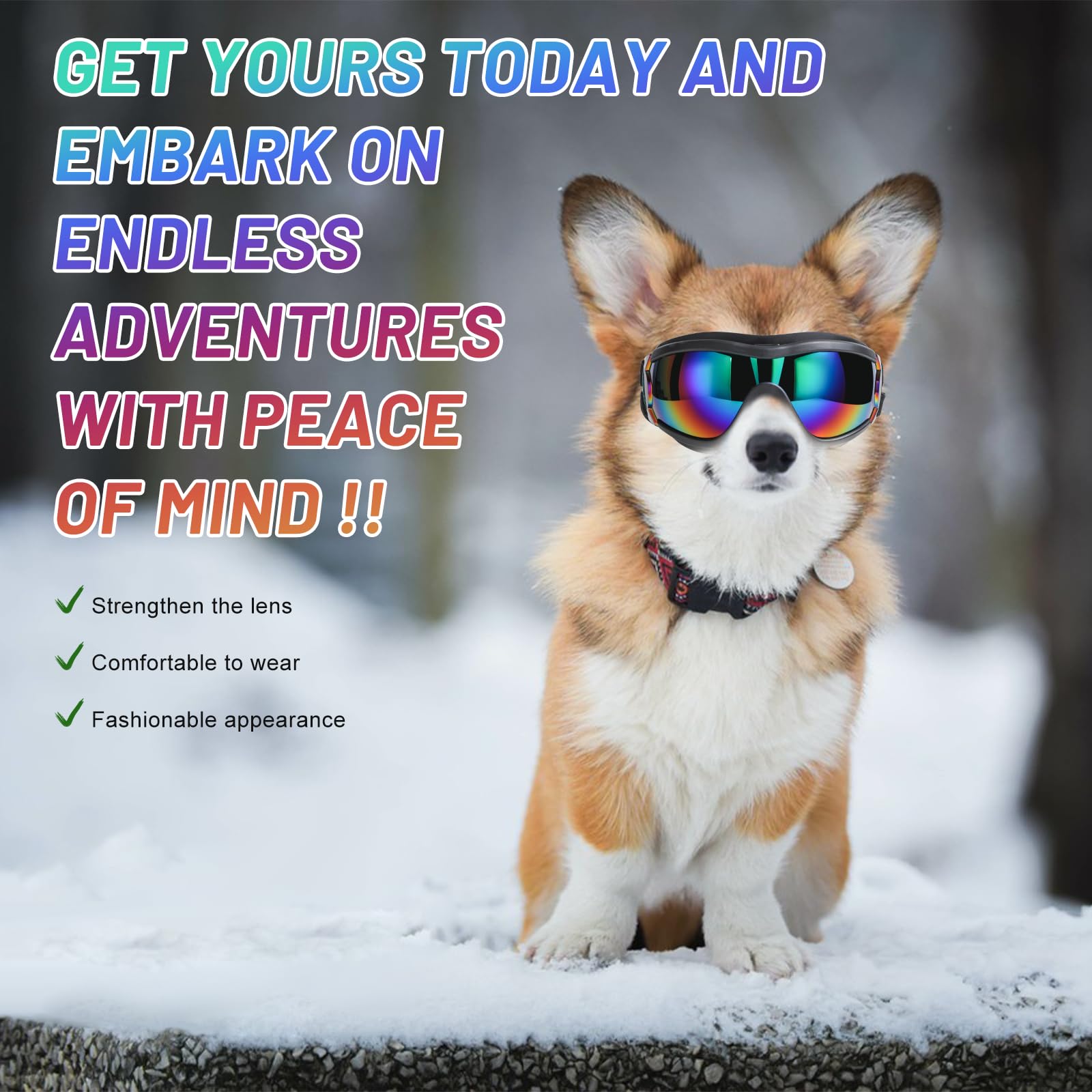 Nvted Dog Sunglasses Dog Goggles, Uv Wind Dust Fog Protection Pet Glasses Eye Wear With Adjustable Strap For Medium Or Large Siz