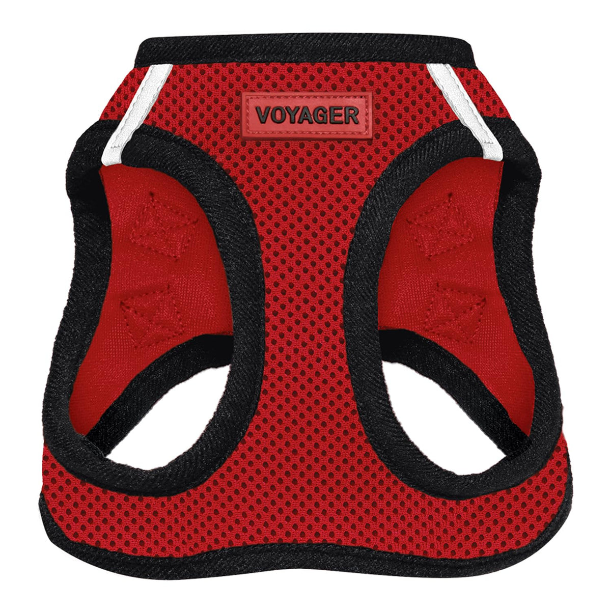 Voyager Step-In Air Dog Harness - All Weather Mesh, Reflective, No Pull Harness For Small, Medium Dogs, Cats - Secure With Hook & Loop Fastener, Buckle, Double D-Rings - Red/Black Trim, S