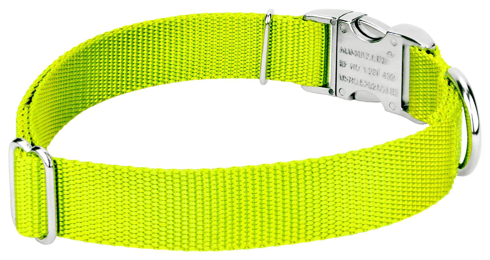 Country Brook Design - Vibrant 30+ Color Selection - Premium Nylon Dog Collar With Metal Buckle (Large, 1 Inch Wide, Hot Yellow)