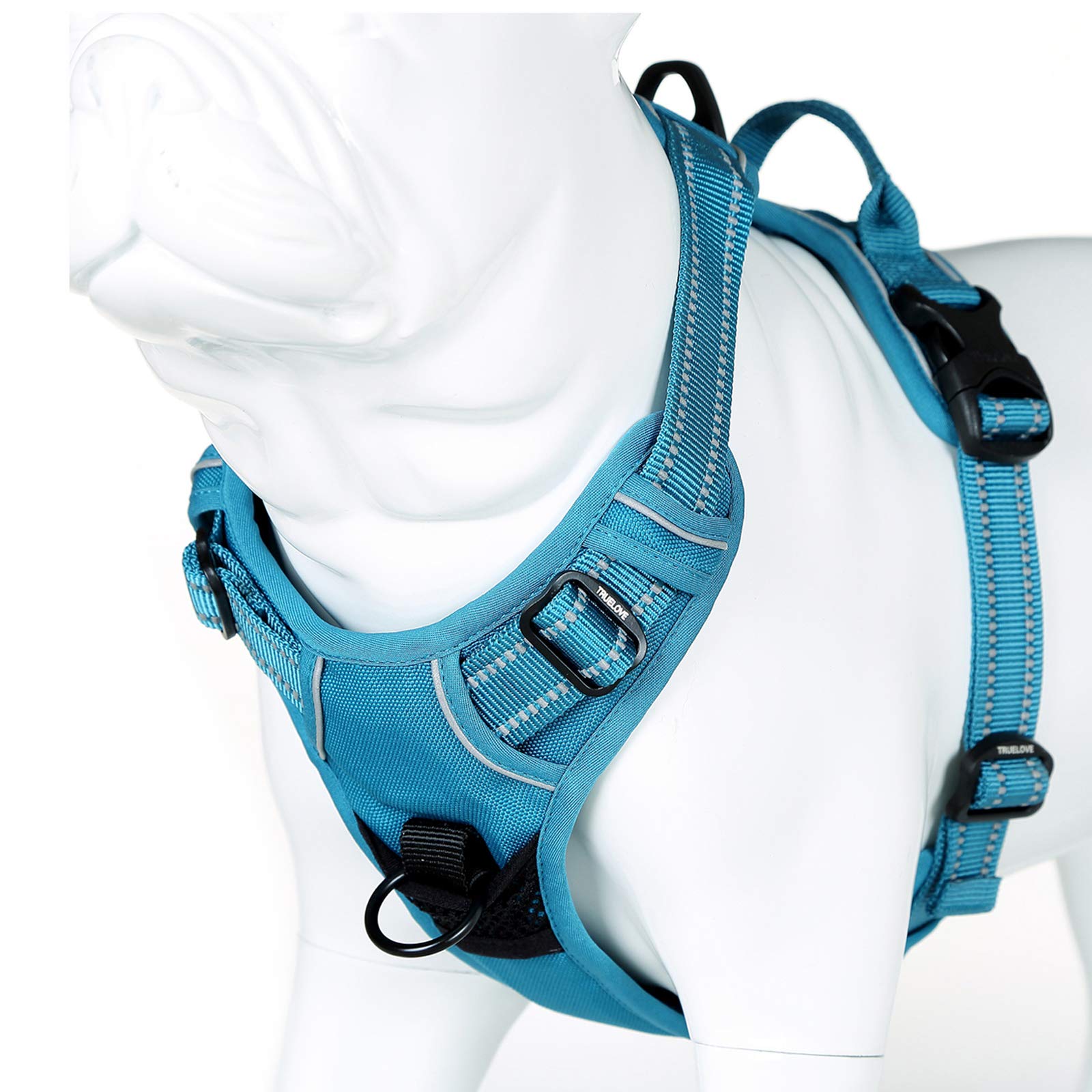 Juxzh Soft Front Dog Harness .Best Reflective No Pull Harness With Handle And 2 Leash Attachments