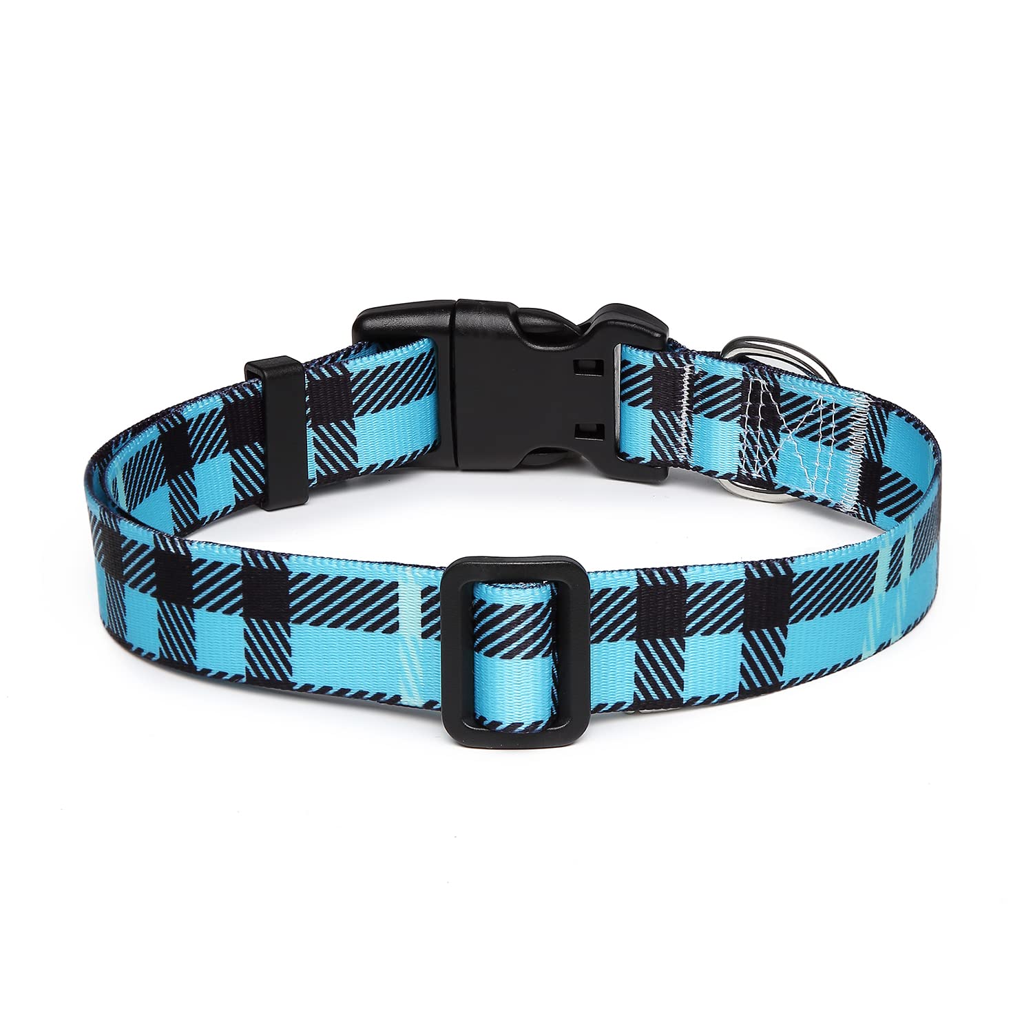 Mercano Adjustable Dog Collar - Special Design Patterns, Soft Nylon Comfortable Durable Pet Collar For Small Medium Large Dogs (M, Blue Plaid)