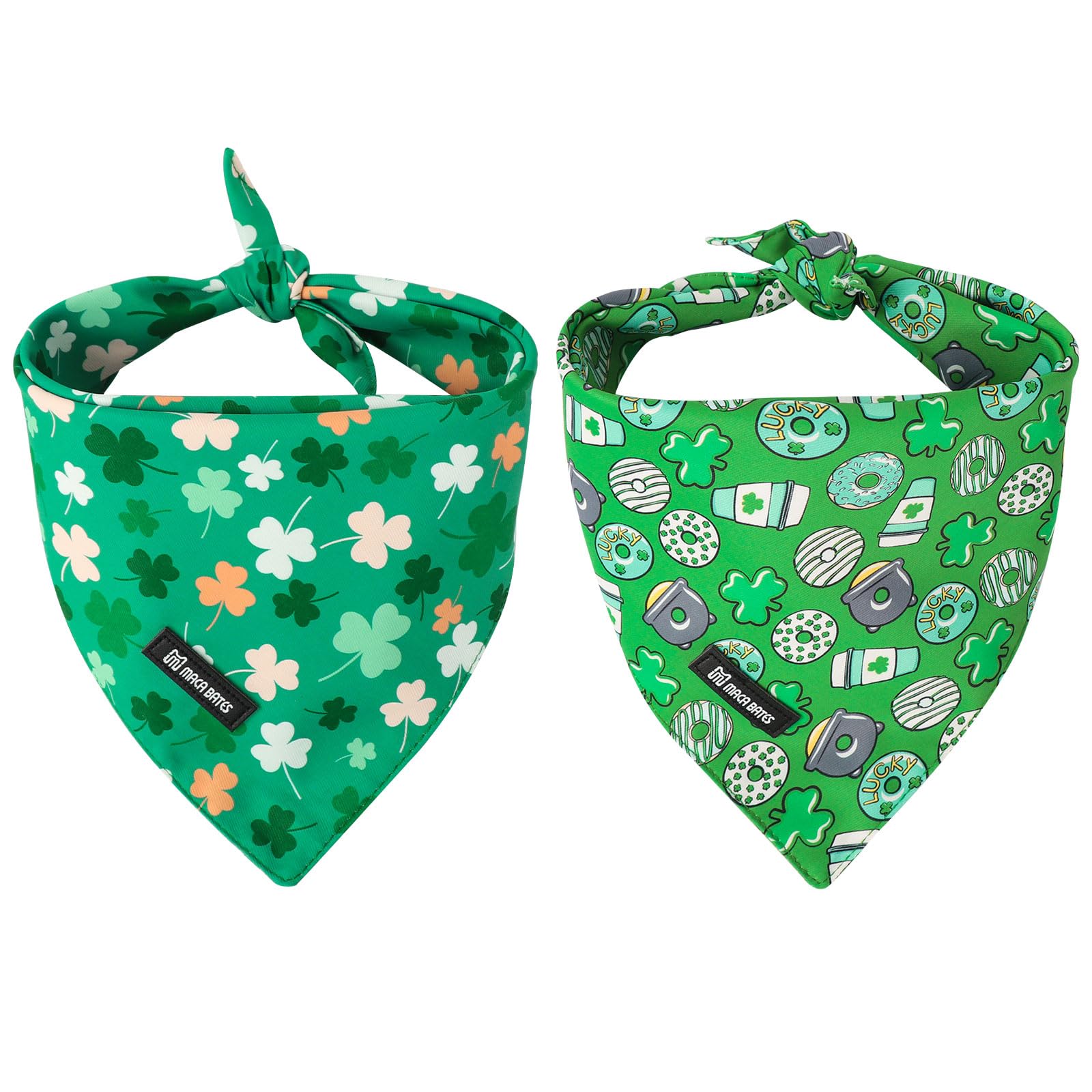 Maca Bates 2 Pack St Patricks Day Dog Irish Clover Bandana Bulk Saint Patrick'S Shamrock Clovers Green Dogs Scarf Soft Puppy Ban