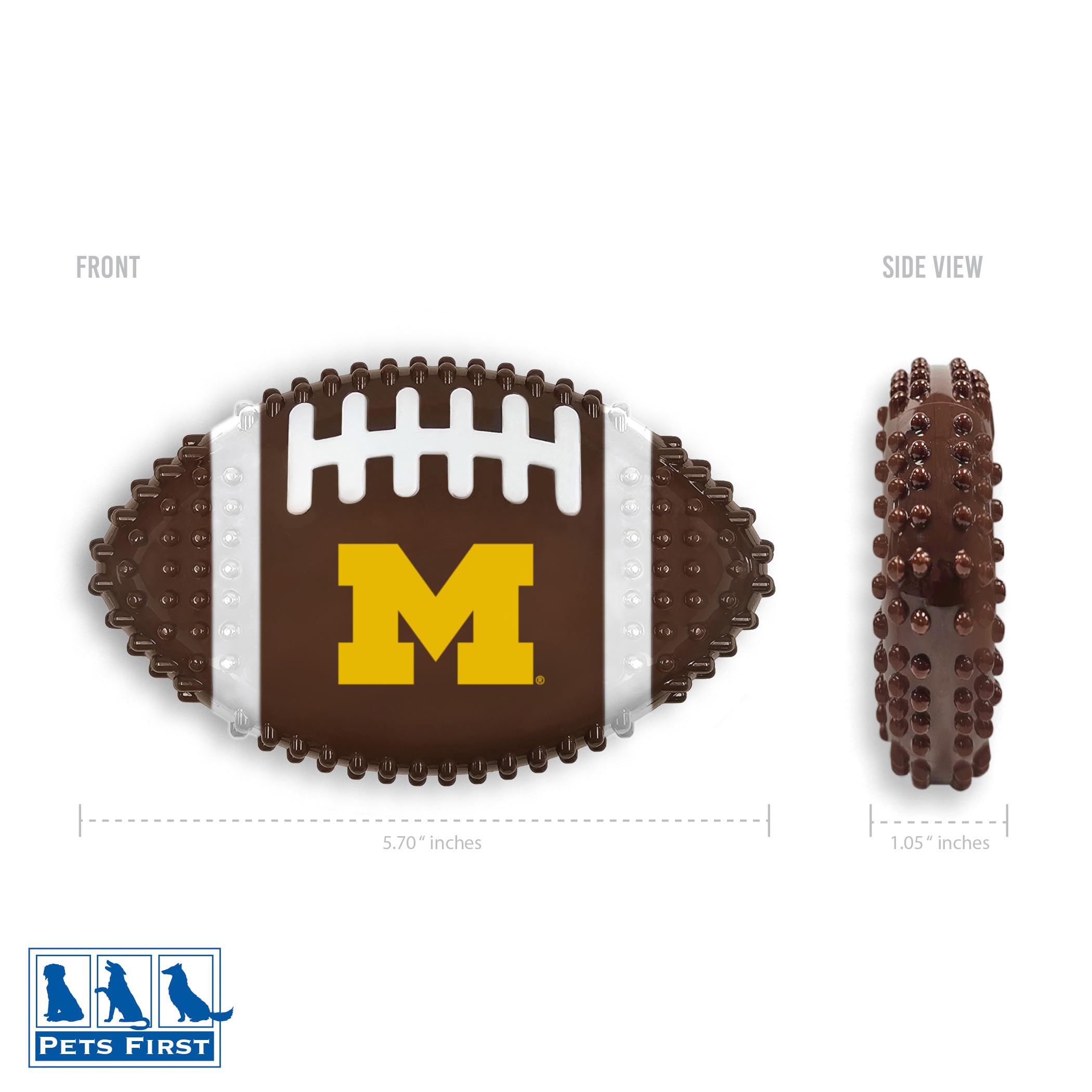 Ncaa Michigan Wolverines Mega-Chew Hard Nylon Bacon-Flavored Dog Bone Football Chew Toy. Interactive Tasty & Fun Dog Chew Toy. I