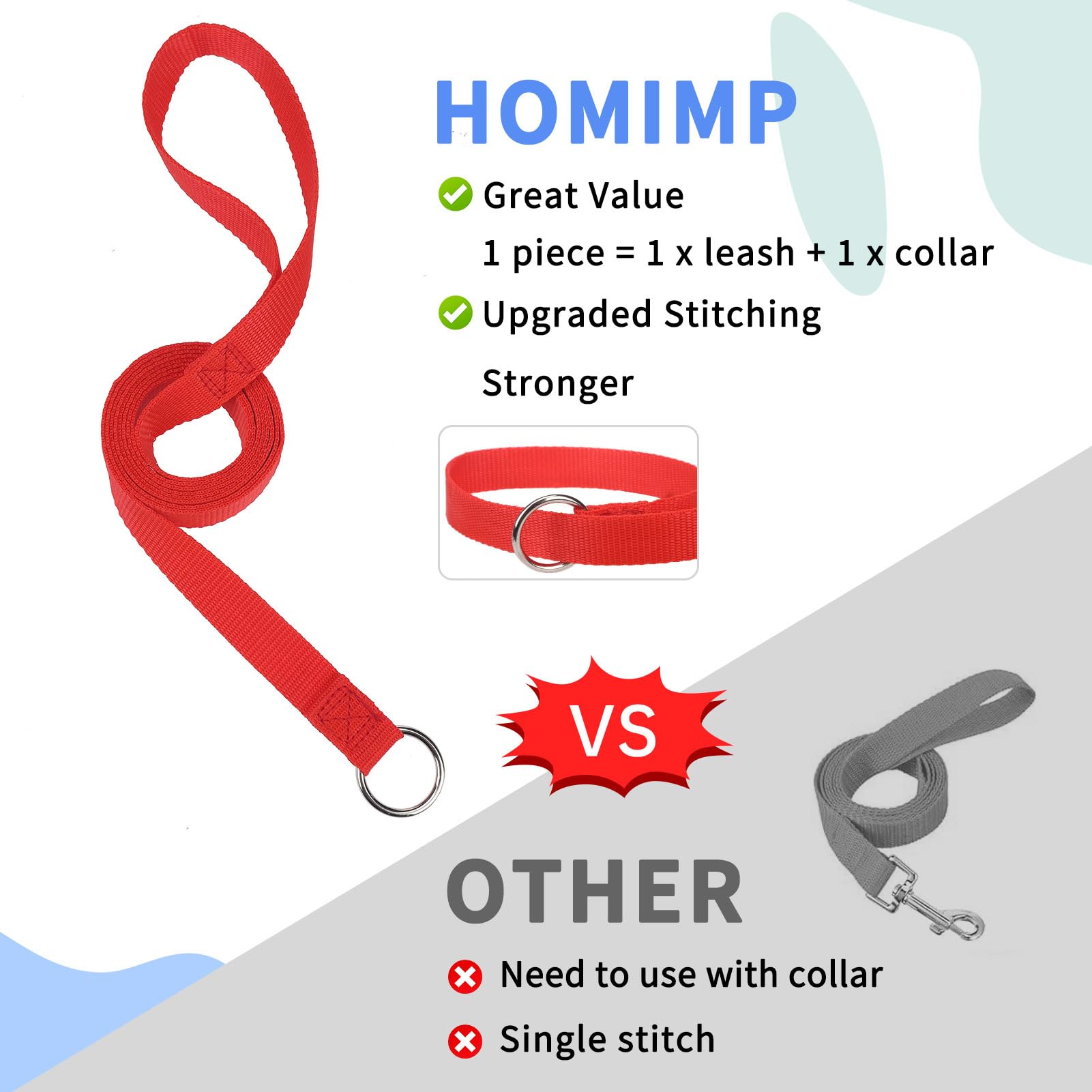 Homimp Slip Lead Dog Leash 6 Ft- 12 Pcs Bulk Colors Kennel Control Leashes For Small Medium Large Dogs Puppy Animal Rescue, Groo