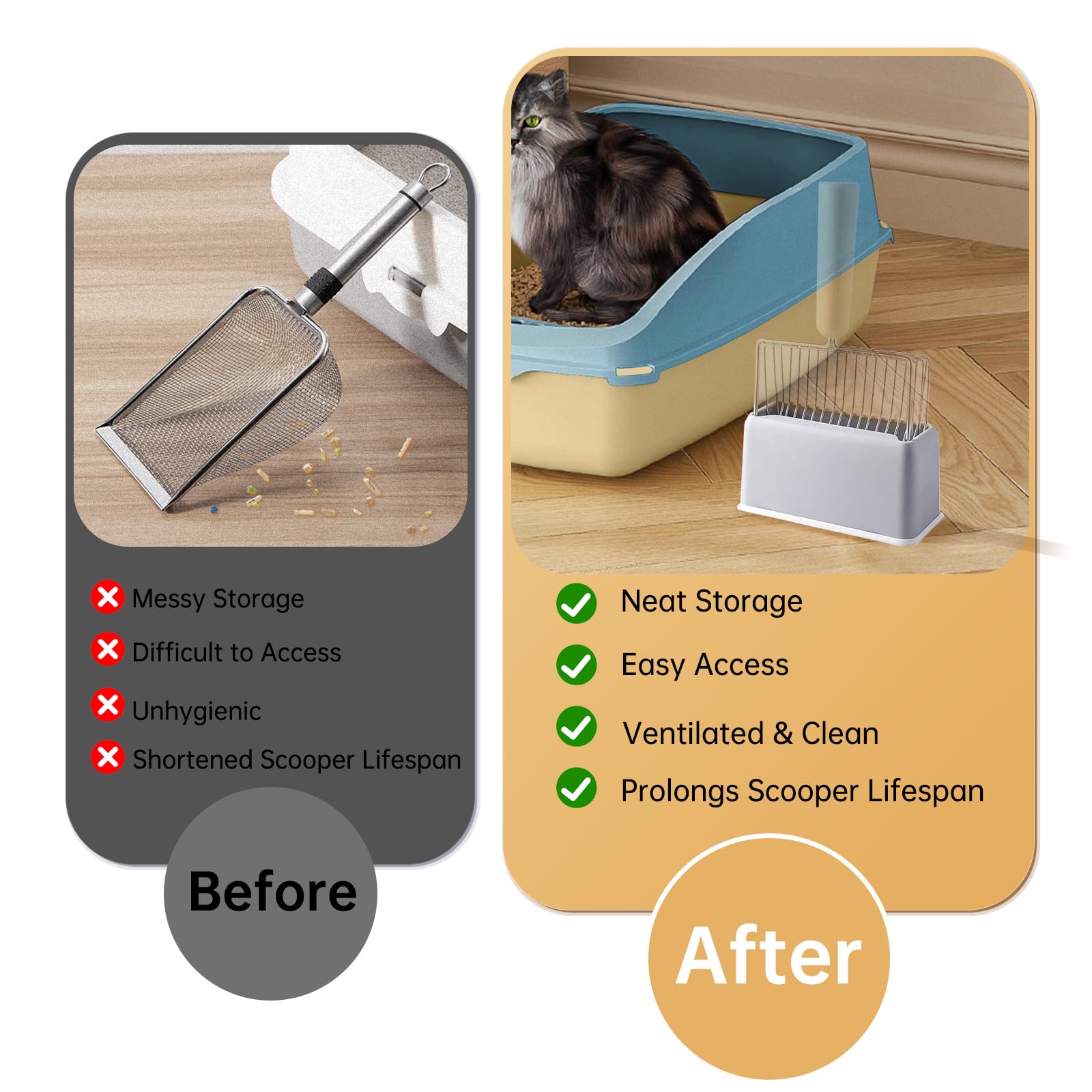 Cat Litter Scoop Holder, Replacement Holder For Metal Cat Litter Scoop, Sturdy Stand To Hold Scooper, Plastic Organizer For Scoo