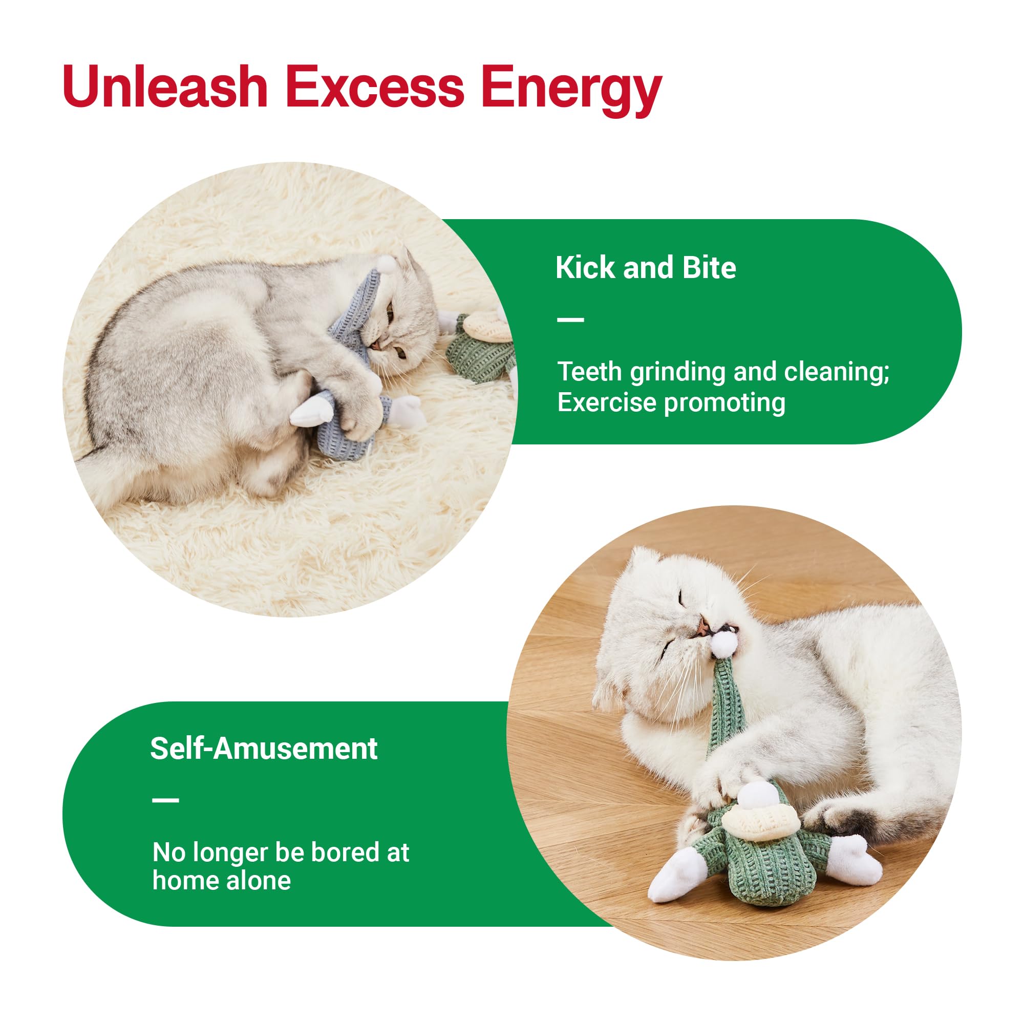 Potaroma Cat Toys 3 Pcs Catnip Crinkle Sound Santa Claus, Soft Durable Teething Material, Interactive Cat Kicker For Indoor Kitt