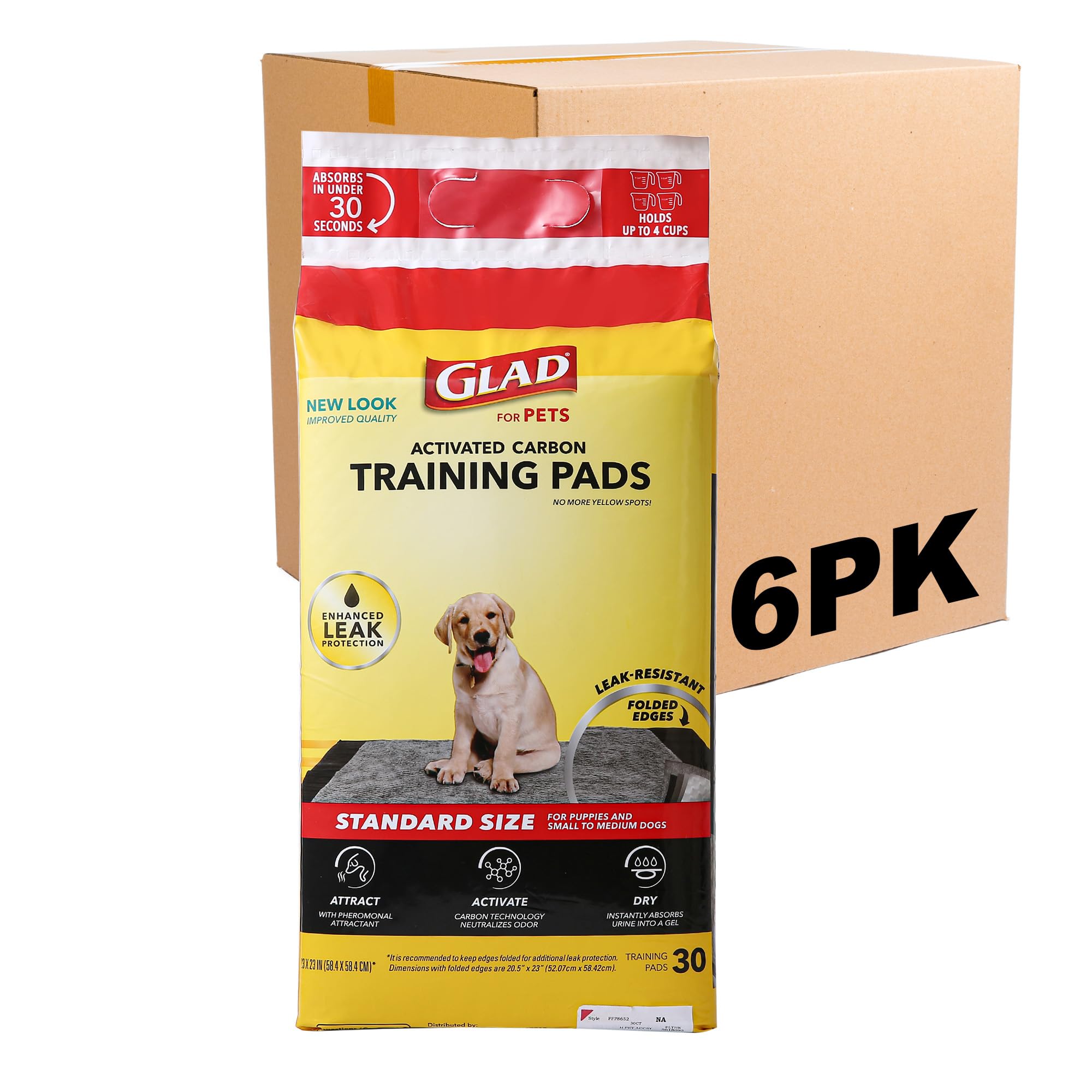 Glad for Pets Black Charcoal Puppy Pads - Super Absorbent Disposable Dog Pee Pad, Potty Training, Dog Crate and Indoor Use 23 x 
