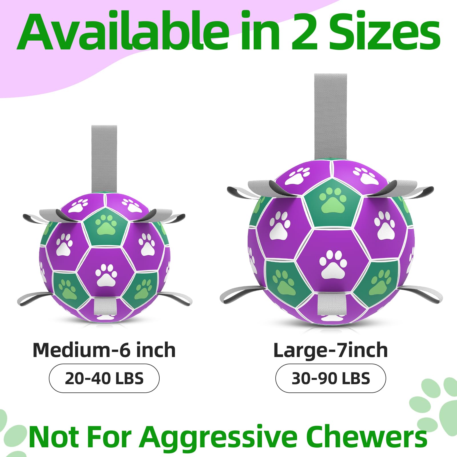 Interactive Soccer Ball With Nylon Strap - Dog Outdoor Water Toy, Durable Fetch Ball For Medium Large Breed Puppies (7 Inch)