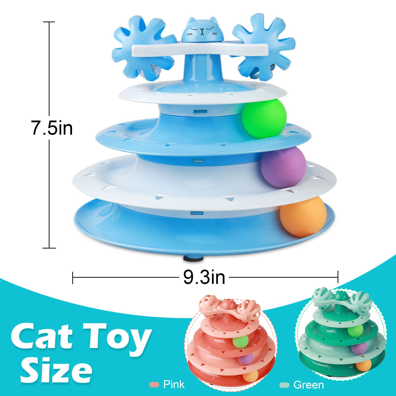 Upsky Cat Toy Roller 4-Level Turntable Cat Toy Balls With Three Colorful Balls And Bell Ball X Turntable Interactive Kitten Fun