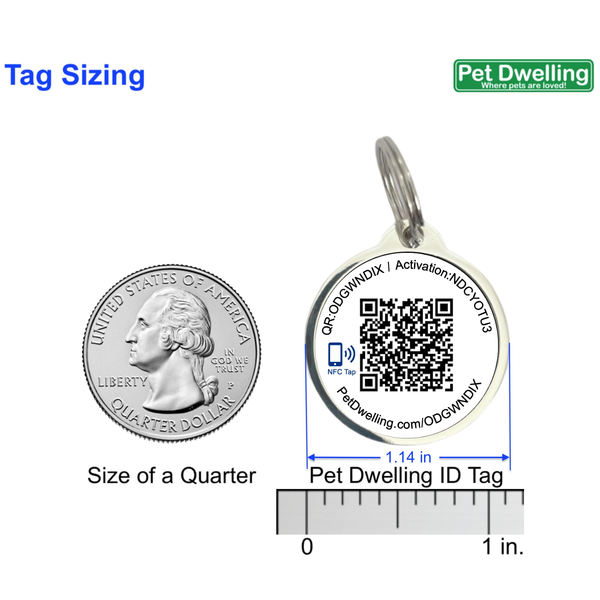 Pet Dwelling Premium Nfc-Qr Code Pet Id Tags - Dog Tags And Cat Tags, Connect To Online Pet Profile, Receive Instant Scanned Location Email Alert(Blue Paw)