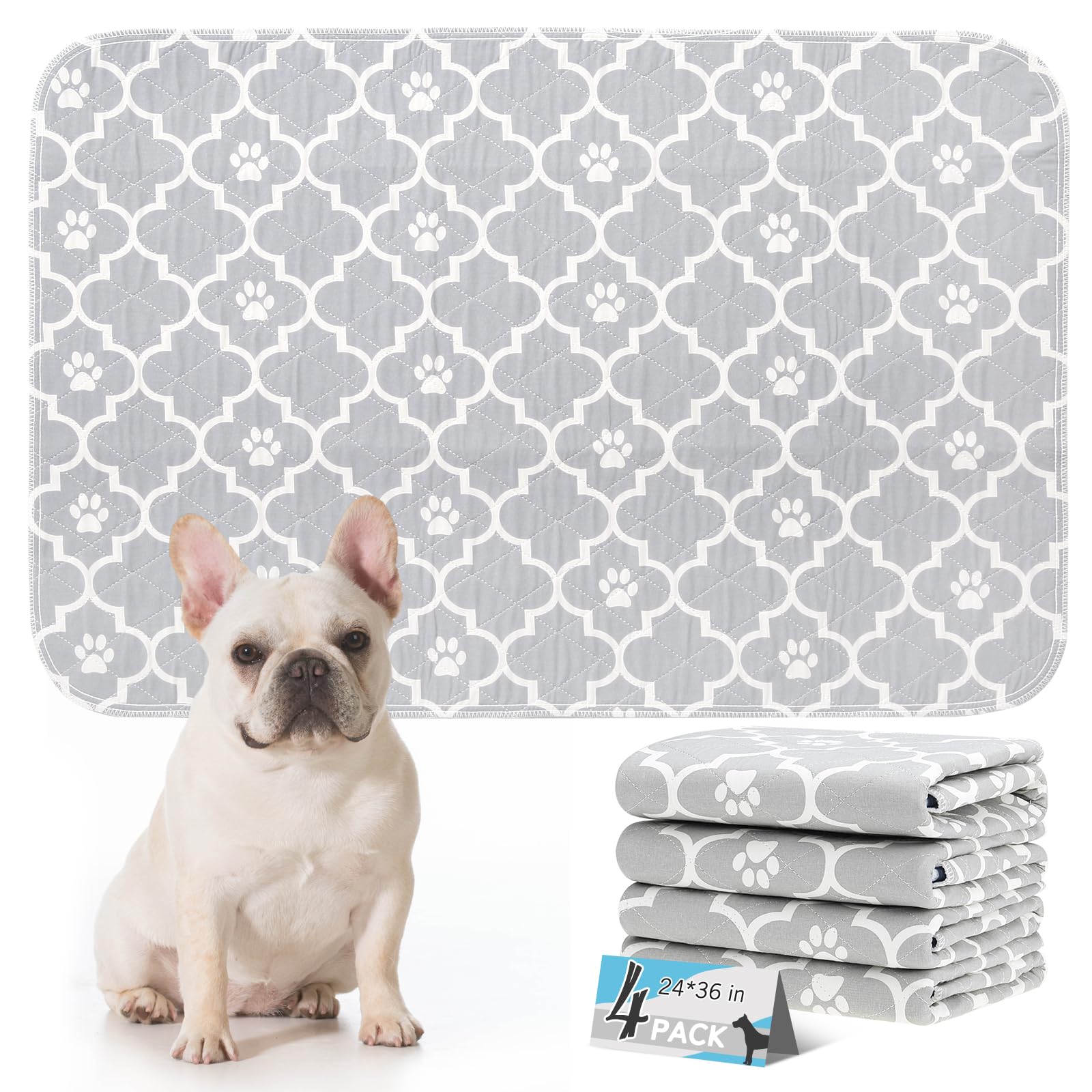 Esgpet Washable Pee Pads For Dogs - 36   X24    4Pcs, Whelping Pad For Puppy Training, Playpen Crate Bed Floor Protector, Reusab