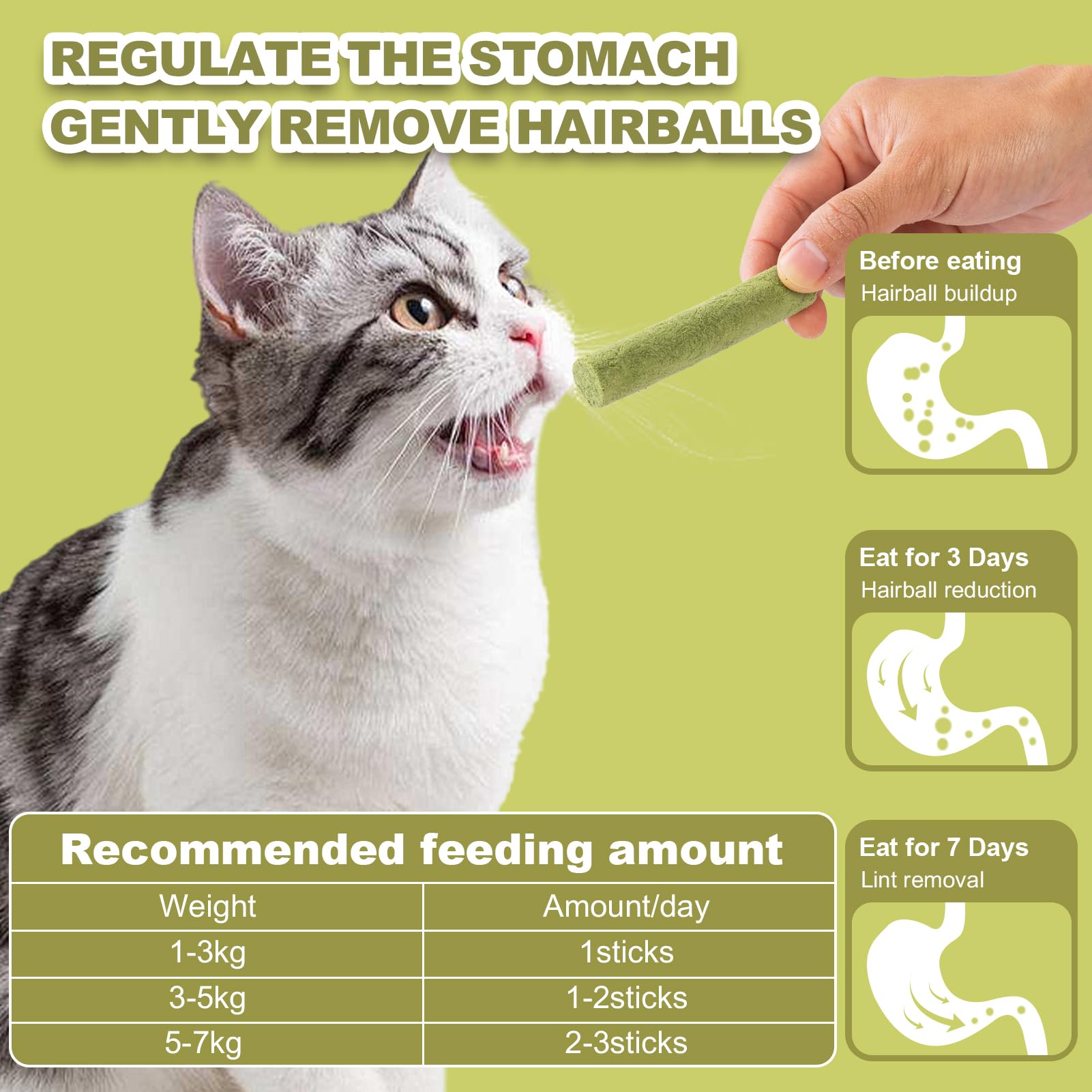 Dylans cabin Cat Grass Teething Stick - Natural Freeze Dried Treats Edible Chew Cat Toy for Teeth Cleaning and Hairball Removal