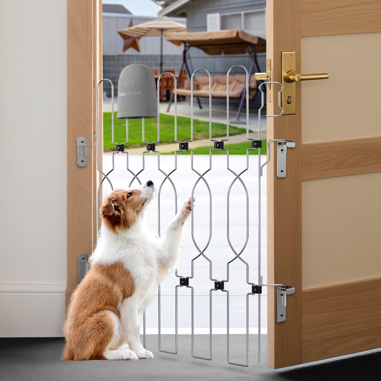 Snagle Paw Metal Retractable Door Barrier,24.4 Wide 35 Tall Safety Dog Gate for Front Door,Easy Install Retractable Pet Gate for
