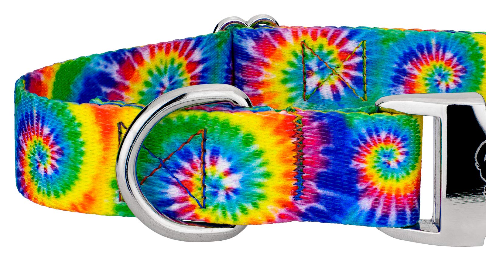 Country Brook Petz - Premium Classic Tie Dye Dog Collar And Leash - Groovy Collection Featuring Far Out Designs (1 Inch, Large)