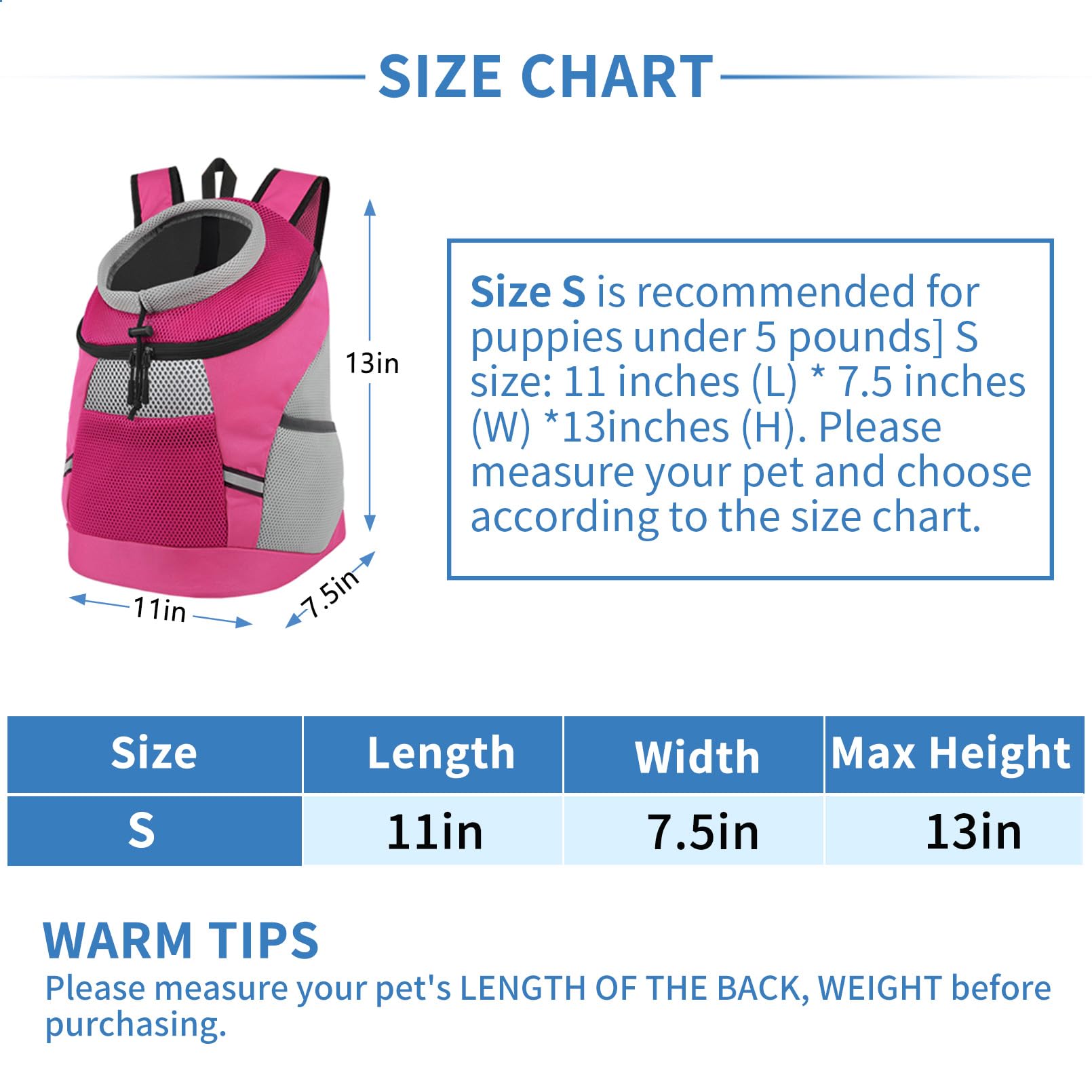 Smont Dog Backpack Carrier Pet Lightweight Dog Carrier Backpack Small Dog Front Backpack Breathable Dog Carriers For Small Dogs