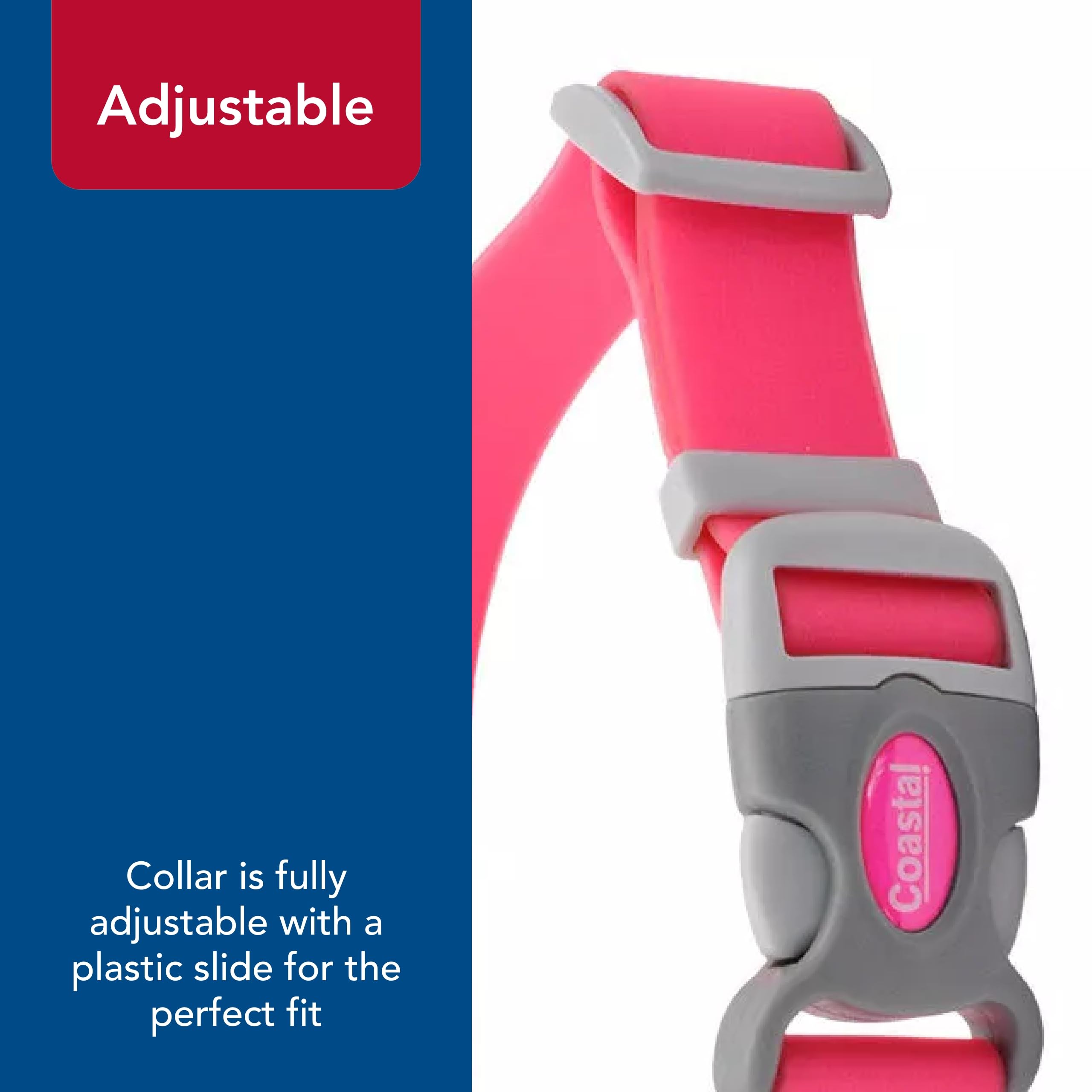 Coastal Pet - Pro Adjustable Waterproof Dog Collar With Waterproof Coated Webbing - Fuschia - 3/4    X 10''-14