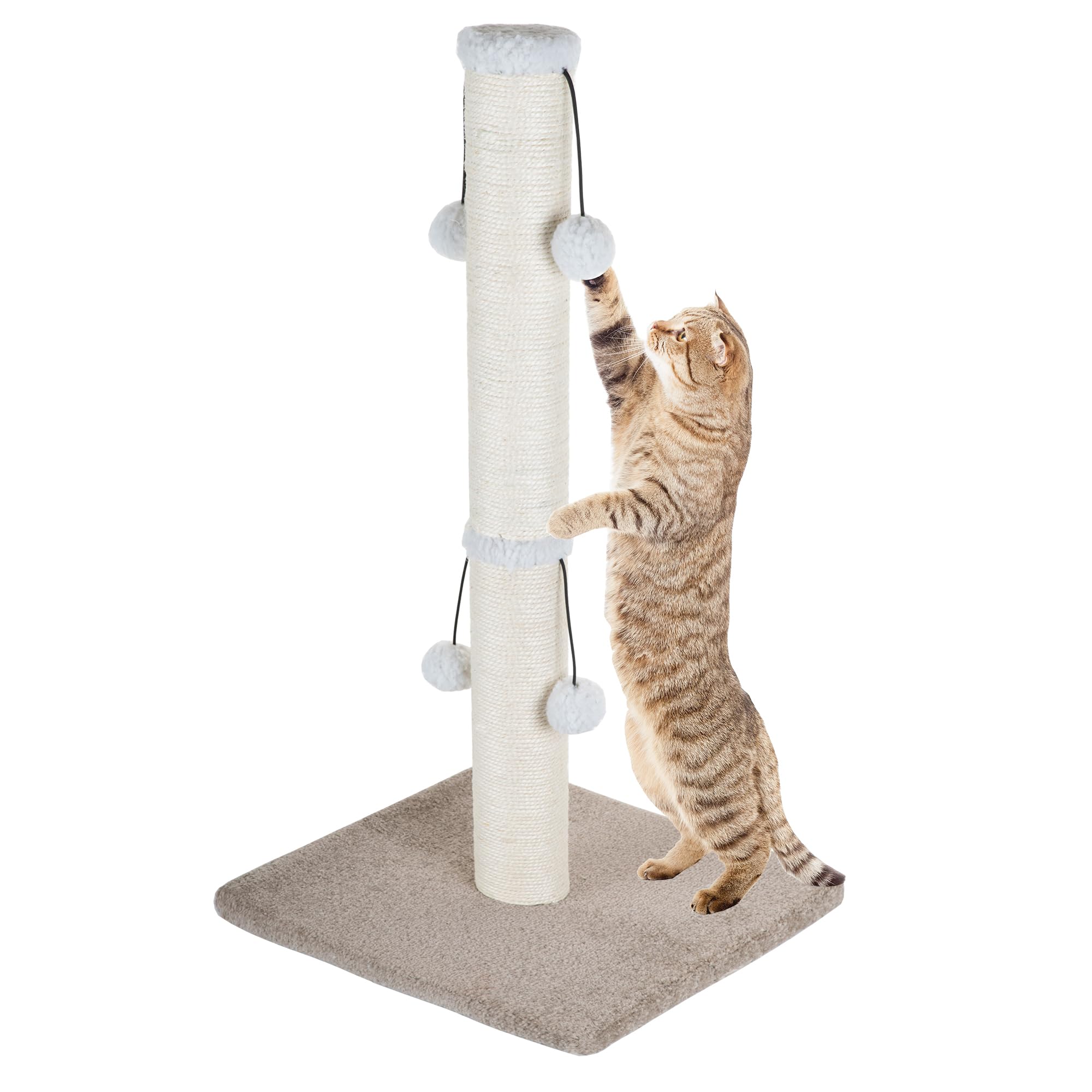 Cat Scratching Post Carpet, Tall Big Sisal Rope Cat Scratch Pole For Cats And Kittens, Stable Carpeted Heavy Base (Beige/Yellow)