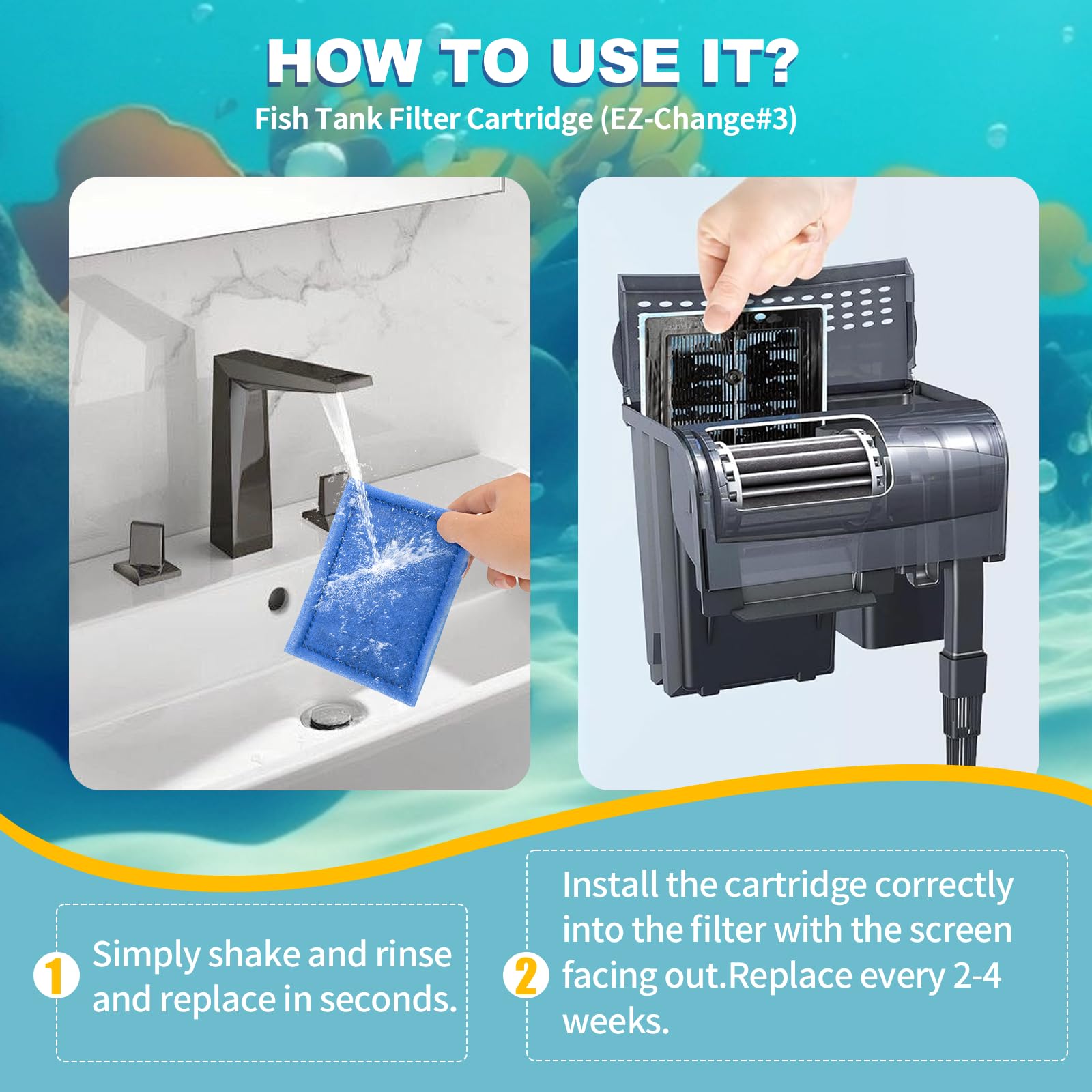 Jiaatga Aquarium Filter Cartridge 12 Pack Rite-Size B & Ez-Change #2 Fish Tank Filter Cartridge Replacement Compatible With Pro