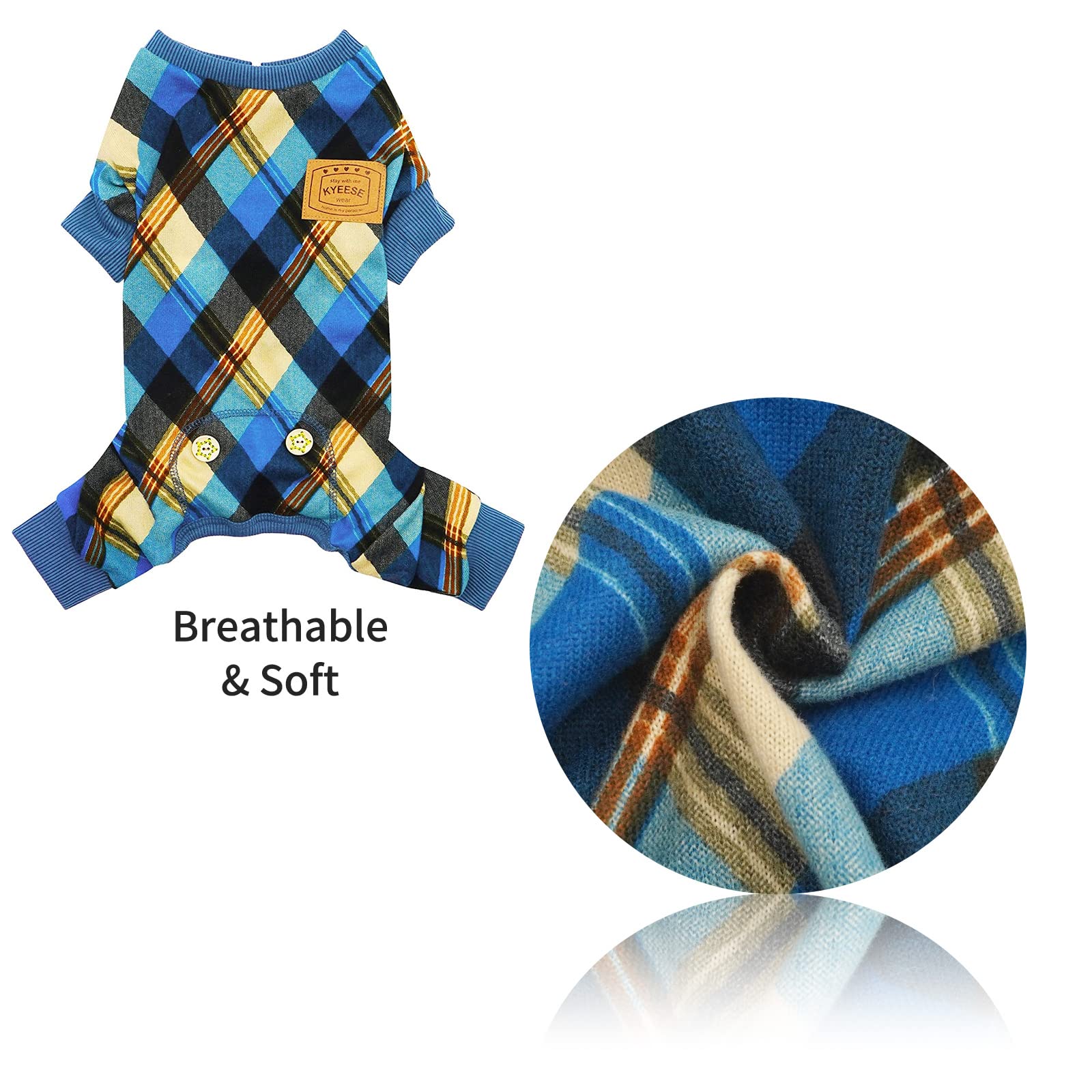 Kyeese Dog Pajamas Checkered Lightweight Soft Dog Pjs For Medium Dogs Dogs Hair Shedding Cover Doggie Jammies Onesie Dog Clothes