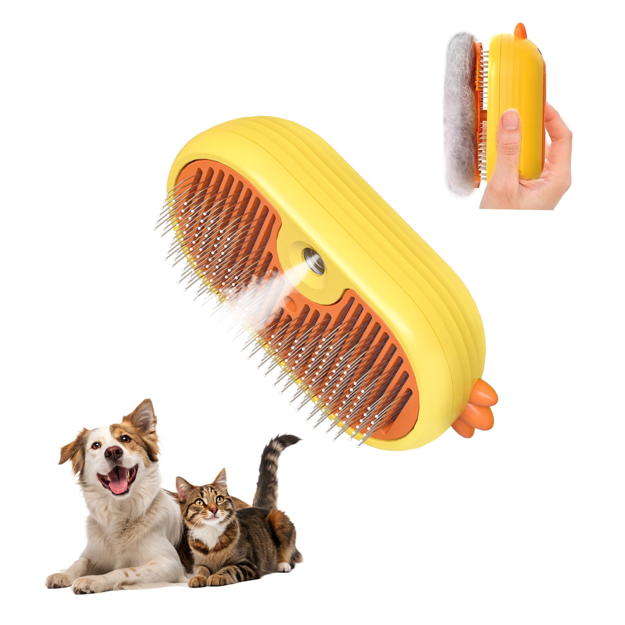 Petverse Pet Hair Spray Comb With Mist For Dogs And Cats, Steam Grooming Brush For Pet Hair Removal And Detangling, Pet Grooming