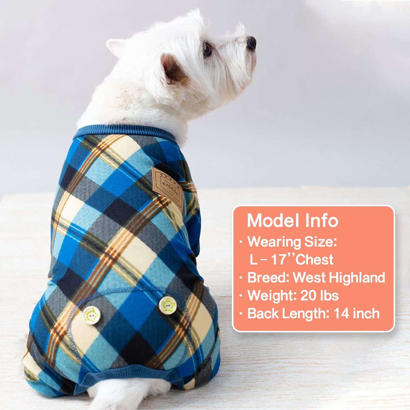 Kyeese Dog Pajamas Checkered Lightweight Soft Dog Pjs For Medium Dogs Dogs Hair Shedding Cover Doggie Jammies Onesie Dog Clothes