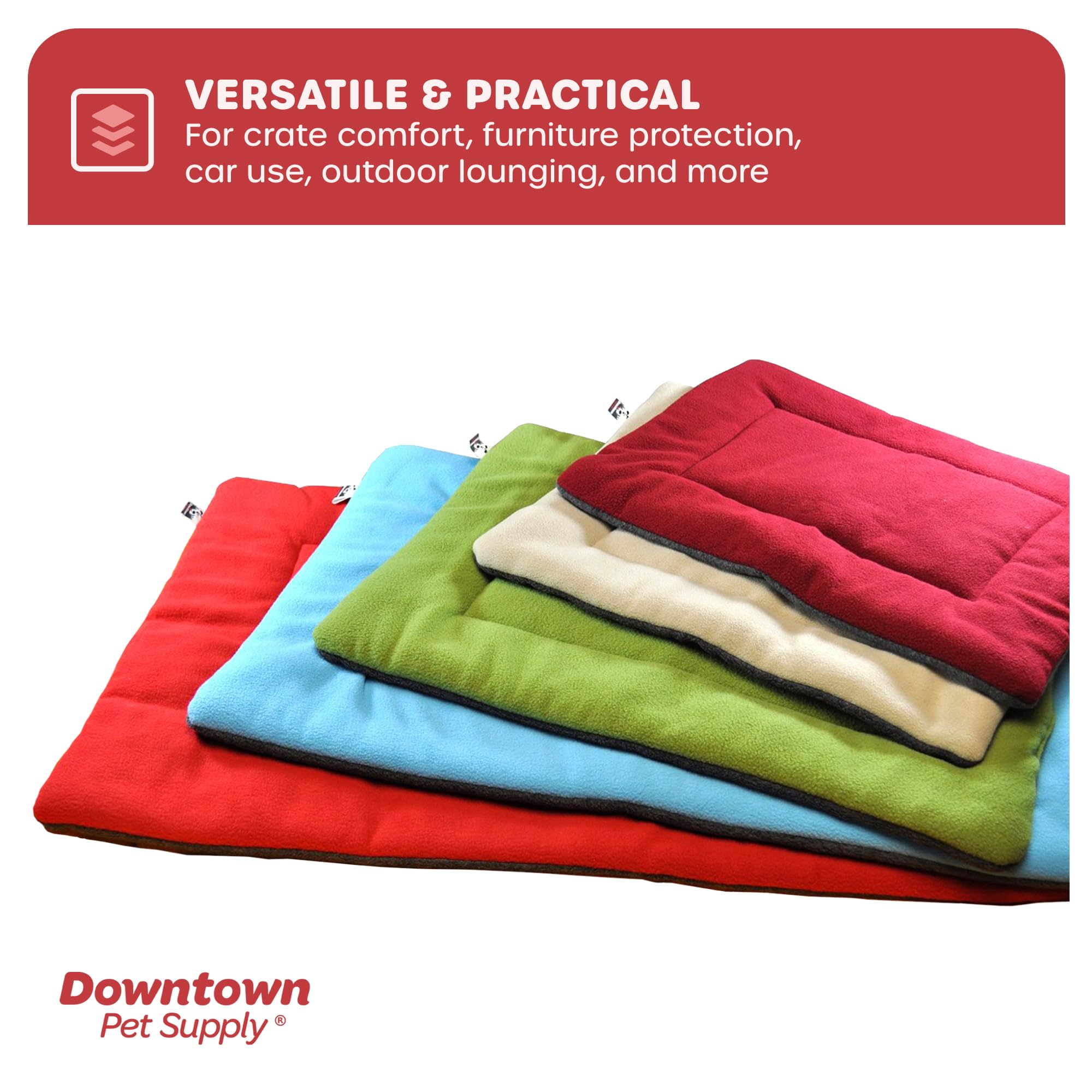 Downtown Pet Supply - Dog Crate Mat - Comfort Dog Bed Or Cat Bed - Soft Fleece Nap Mat - Easy Maintenance, Machine Washable Dog Bed - Blue - 42 In X 27 In - Extra Large Dog Bed