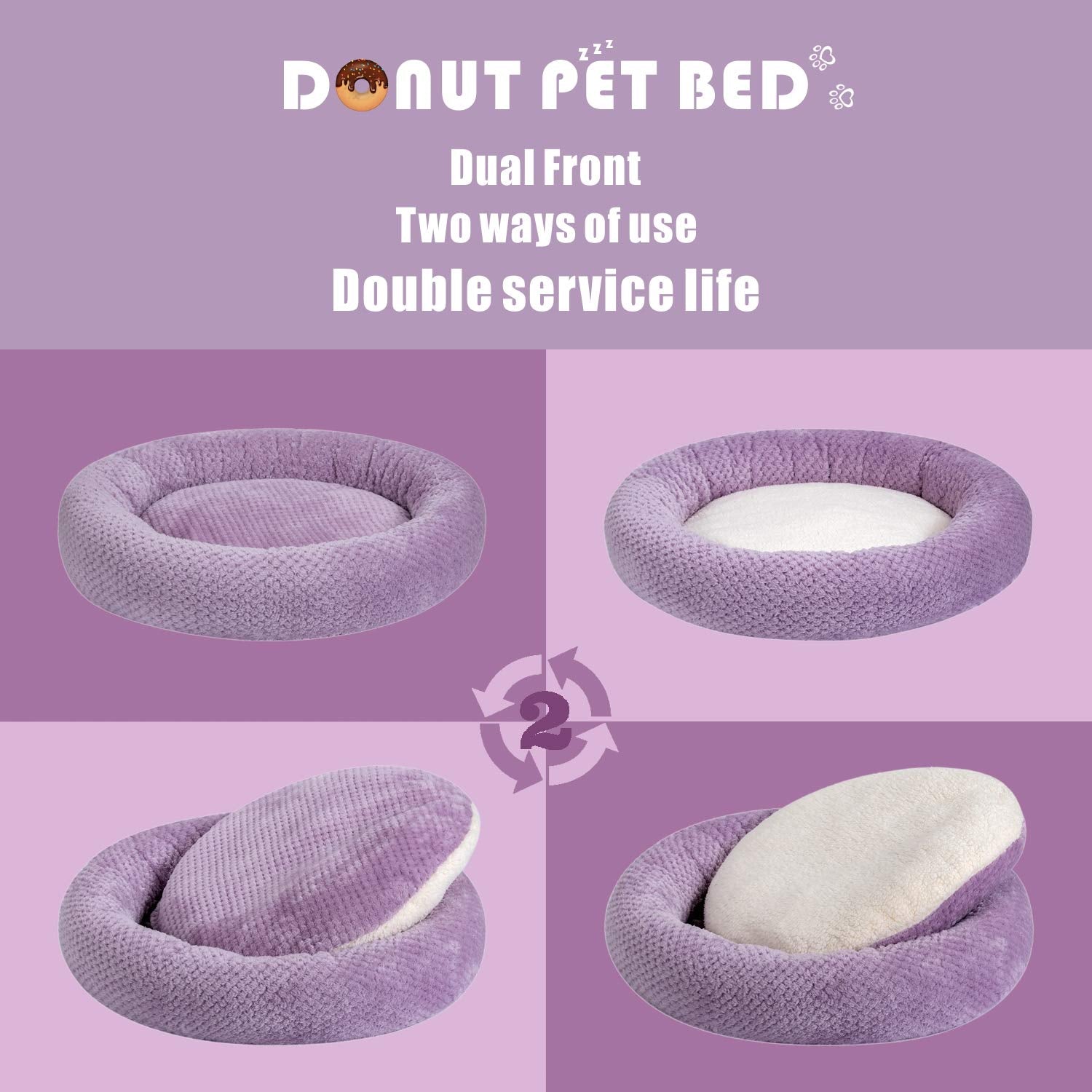 Wonder Miracle Fuzzy Deluxe Pet Beds, Super Plush Dog Or Cat Beds Ideal For Dog Crates, Machine Wash & Dryer Friendly (24' X 24', Lavender)