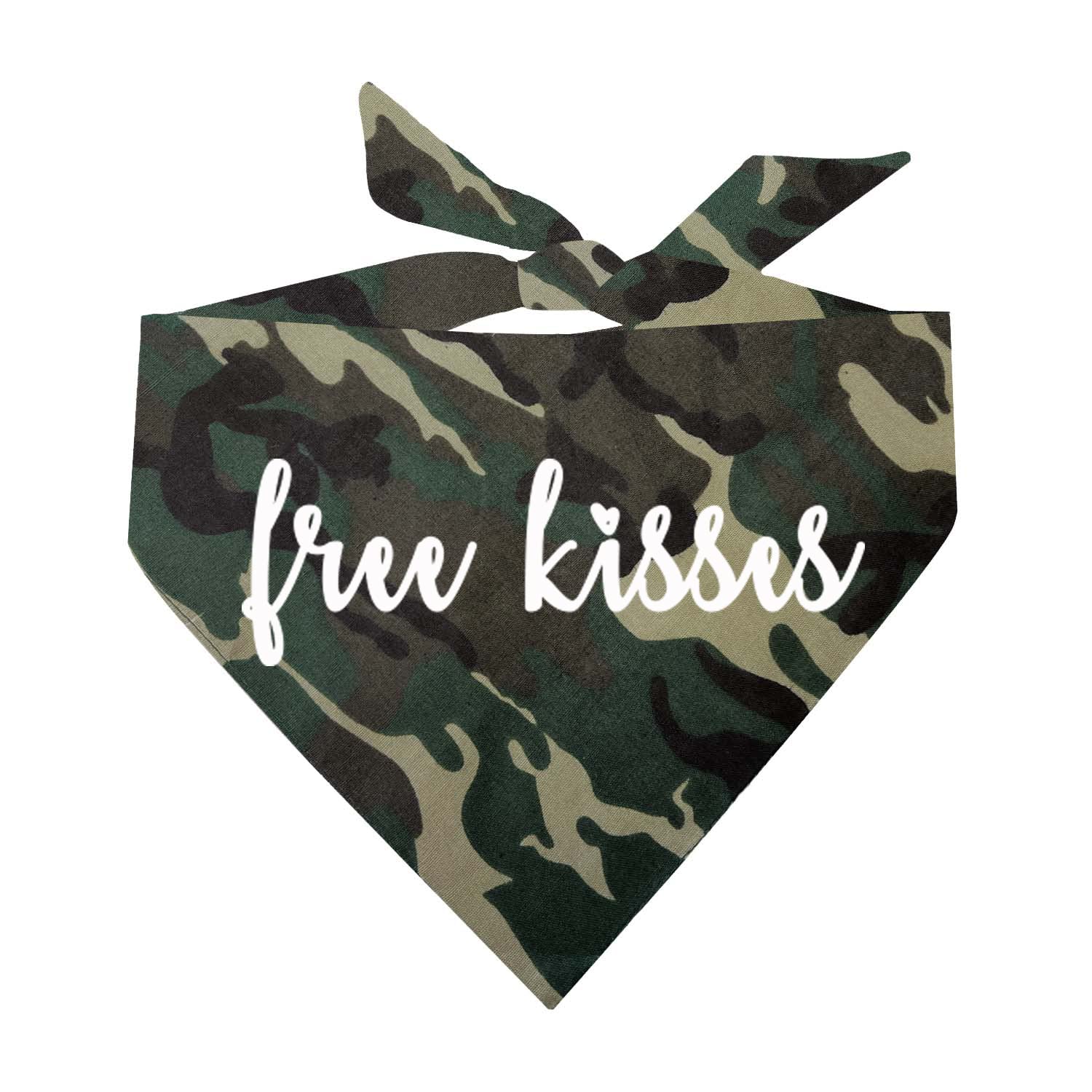 Free Kisses Valentine'S Day Dog Bandana (36 Camo, One Size)