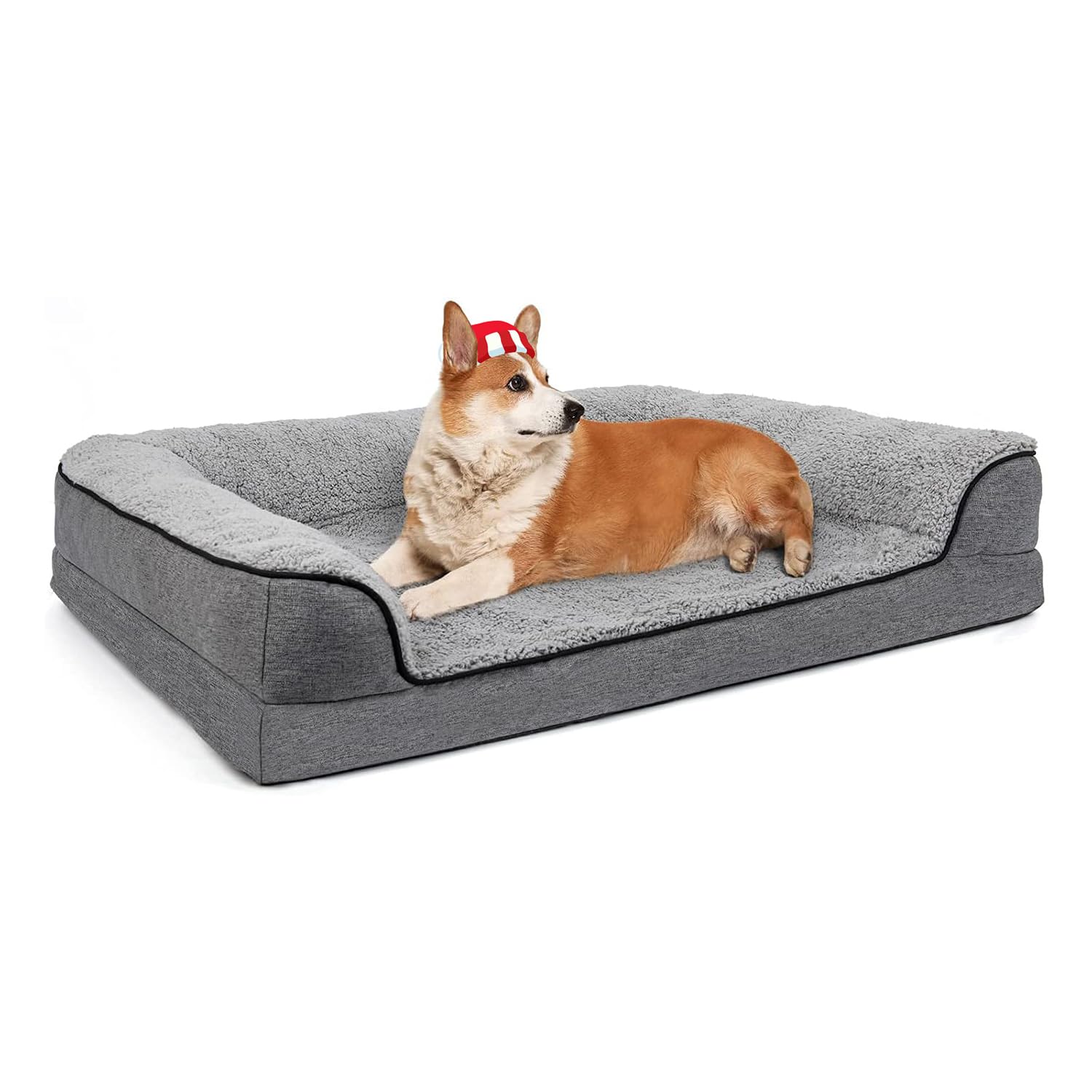 Dogbaby Dog Bed For Small Dogs, Washable Pet Sofa Bolster Bed With Removable Cover & Orthopedic Foam, 28” Large Dog Beds For Dogs Under 30 Lbs