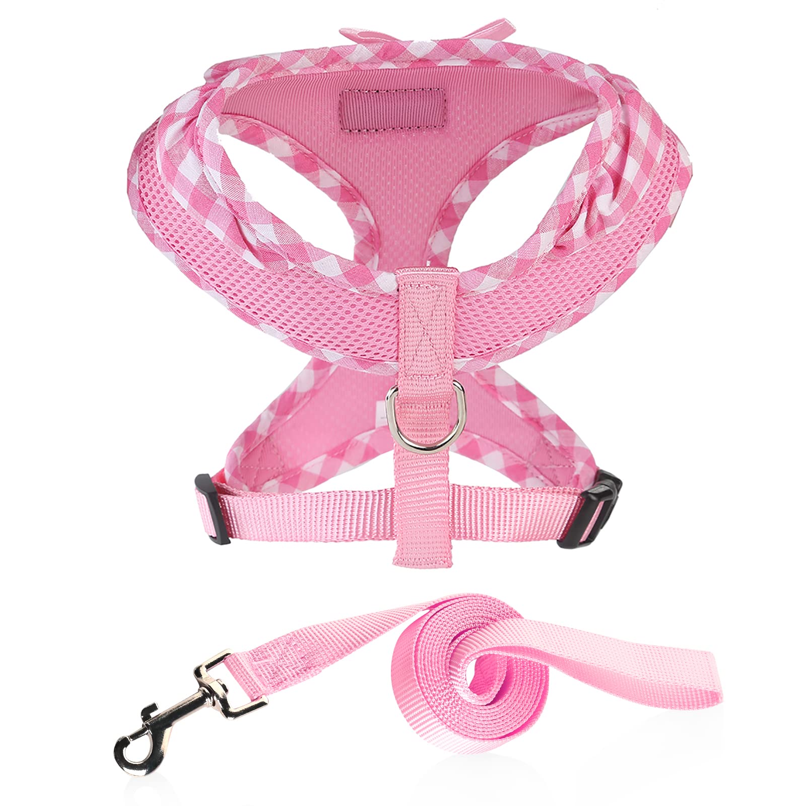 Superbuddy Upgraded Soft Mesh Dog Harness, Super Breathable Lightweight Pet Harnesses For Puppy Dogs Outdoor Walking, Pink Dog H