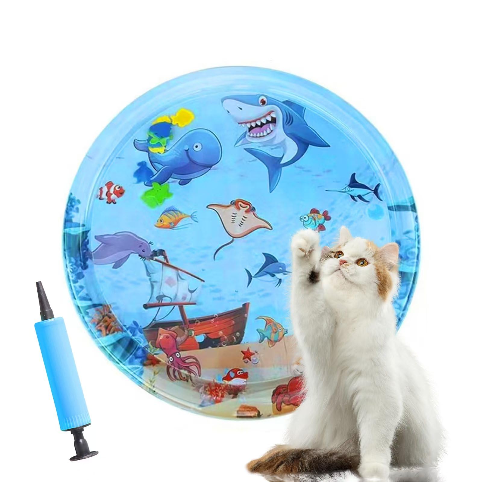 Gkiozu Cat Water Mat For Indoor Cats, 2025 Upgraded 0.6Mm Thicken Scratch-Resistant Interactive Sensory Play Mat With Floating F