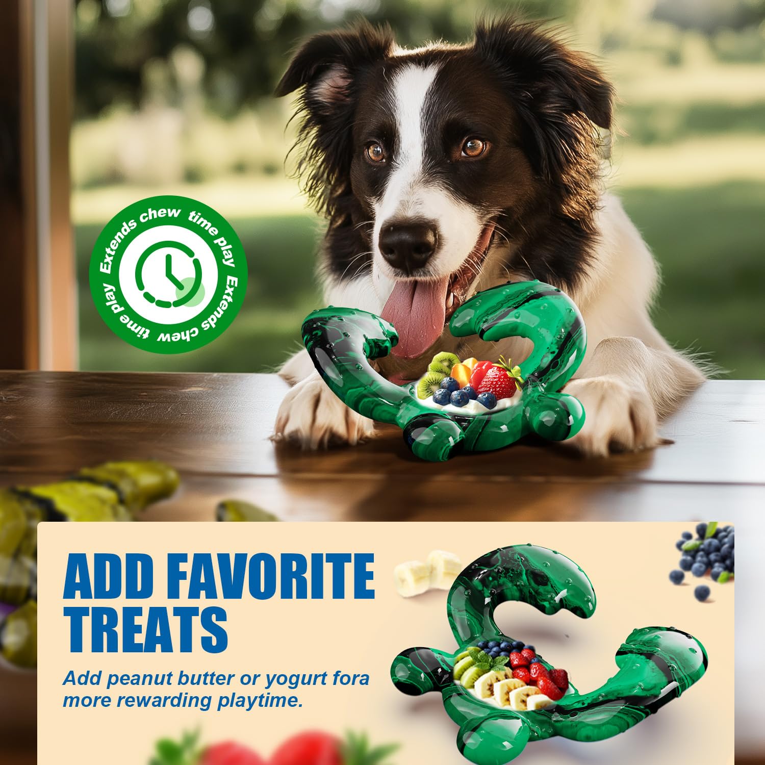 Ouilter Dog Toys for Aggressive Chewers, Dog Toys for Medium Large Dogs, Tough Nylon Dog Chew Toys with Bacon Flavor, Chew Toys