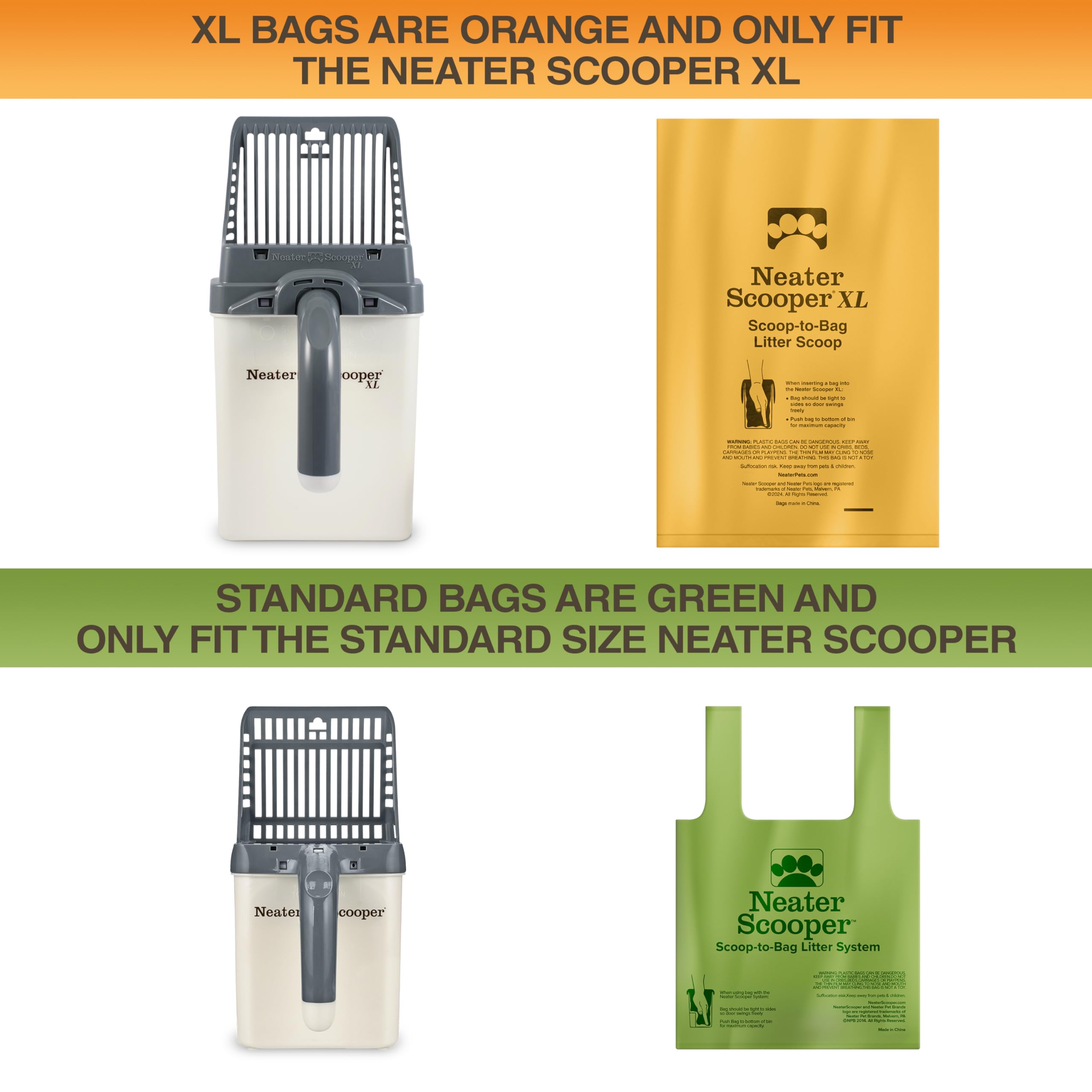 Neater Pets Neater Scooper Xl Size Extra-Capacity Waste Bags, Refill Bags For Neater Scooper Xl Cat Litter Scoop, Lavender Scent