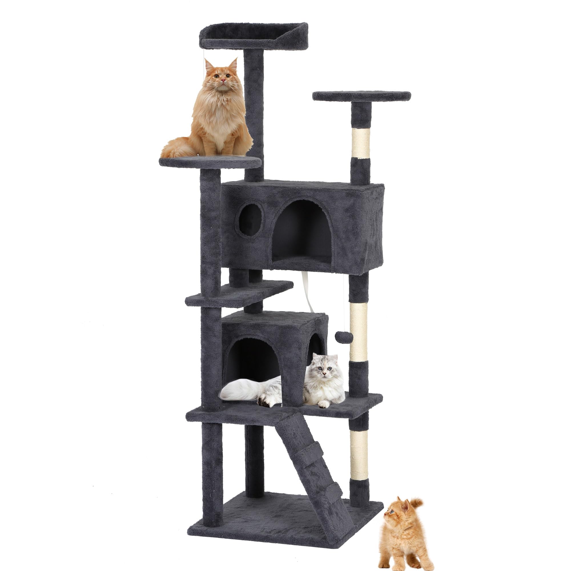 Bestpet 62In Cat Tree Tower For Indoor Cats,Multi-Level Cat Furniture Activity Center With Cat Scratching Posts Stand House Cat 