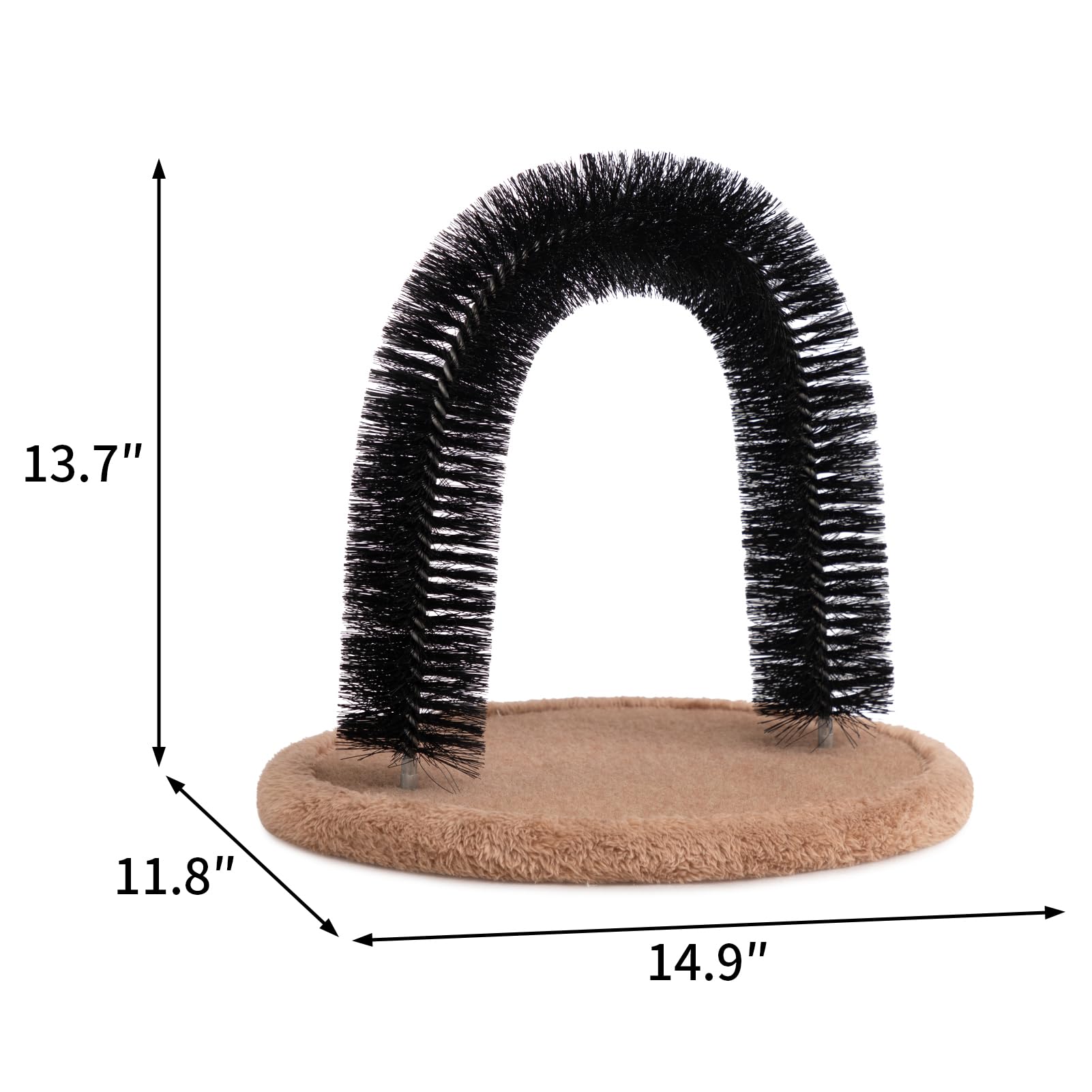 Hollypet Self Grooming Massager And Scratcher Toy - Cat Arch Brush For Back Grooming, Hair Cleaner Pads