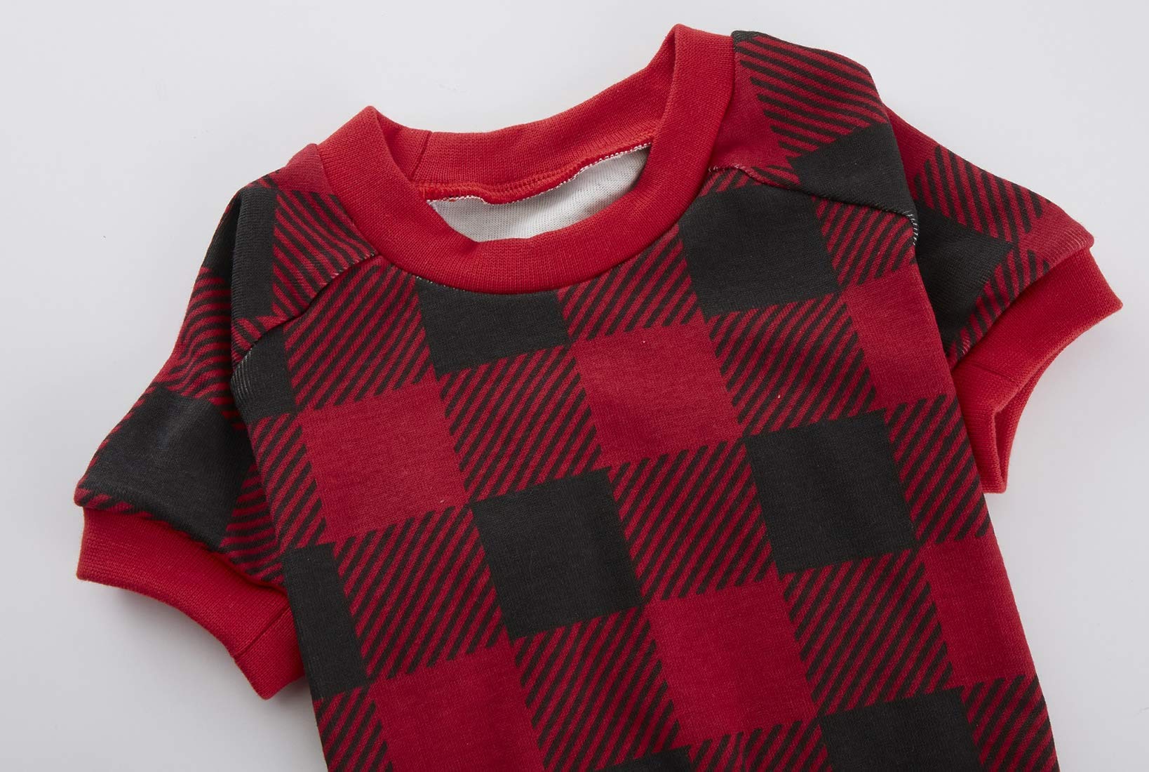 Red Plaid Christmas Clothes For Dogs Baffulo Pajamas Onesie Pjs For Pet Back Length 12'' Small