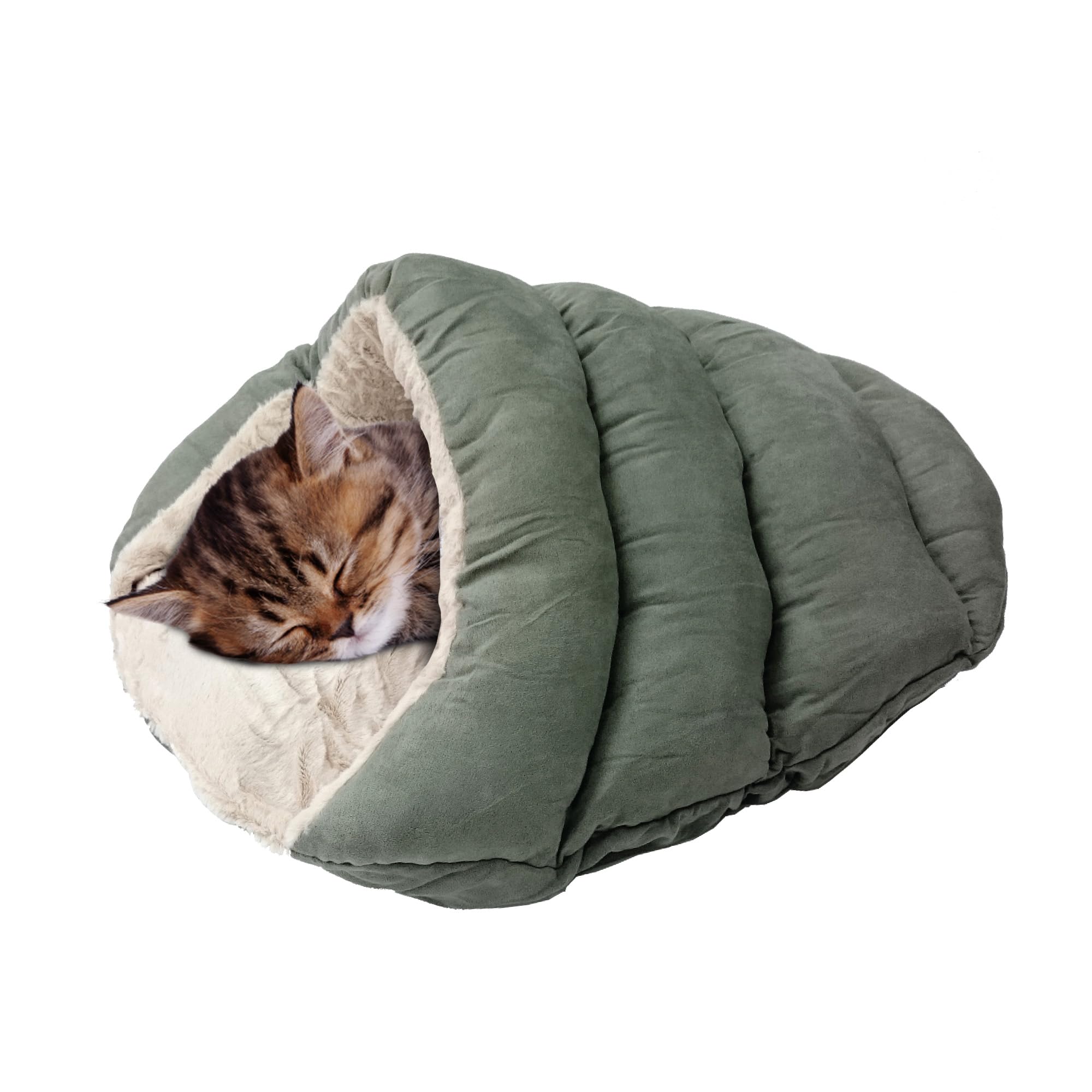 Spot Sleep Zone Cuddle Cave - Cat Cave Bed For Indoor Cats And Mini Dogs, Durable, Comfortable, Washable For Kittens And Puppies Under 10 Lbs And 12 Inches Long, Sage Color