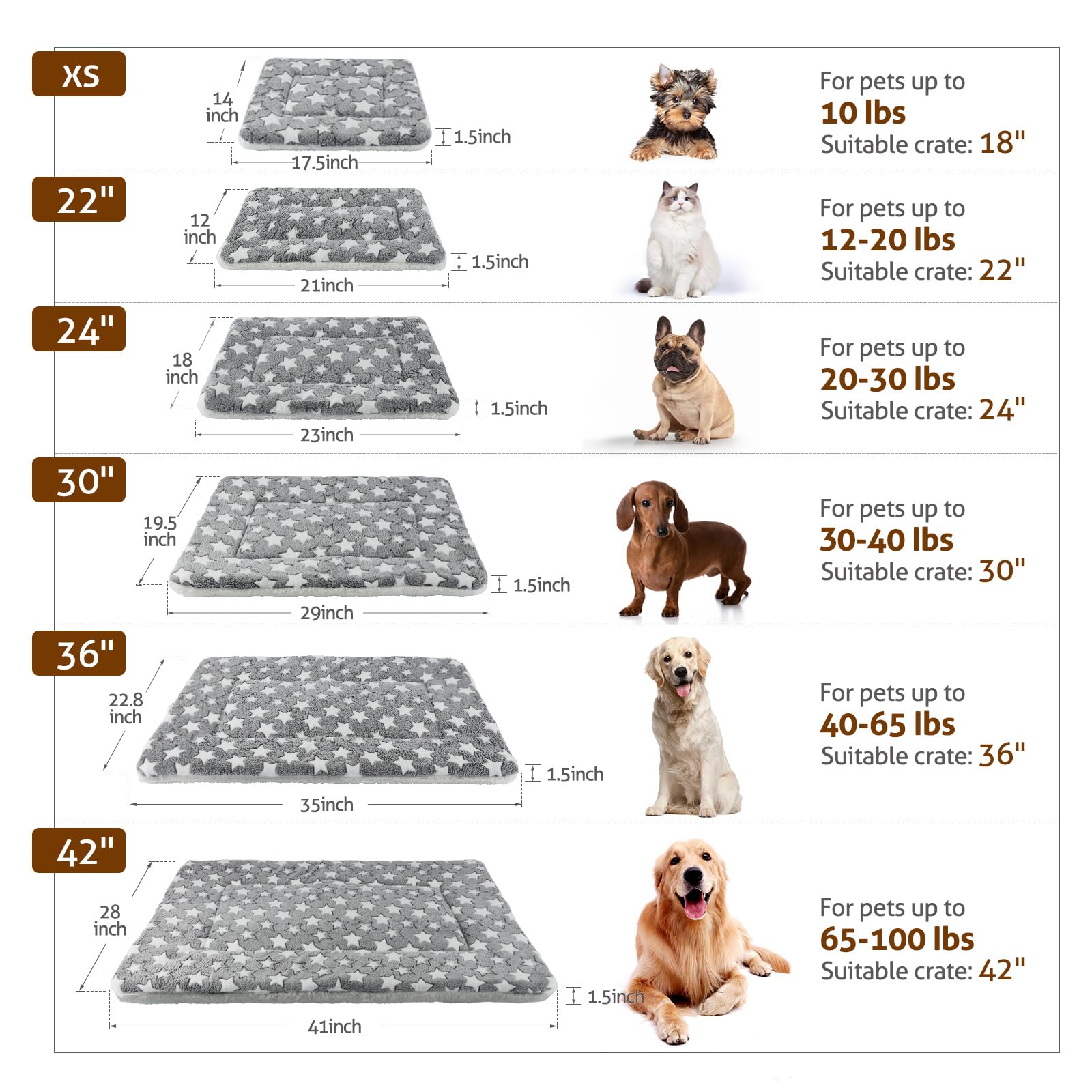 Mora Pets Dog Bed Crate Pad Ultra Soft Pet Bed With Cute Star Print Washable Crate Mat For Large Medium Small Dogs Reversible Fleece Dog Crate Kennel Mat Cat Bed Liner 23 X 18 Inch Grey