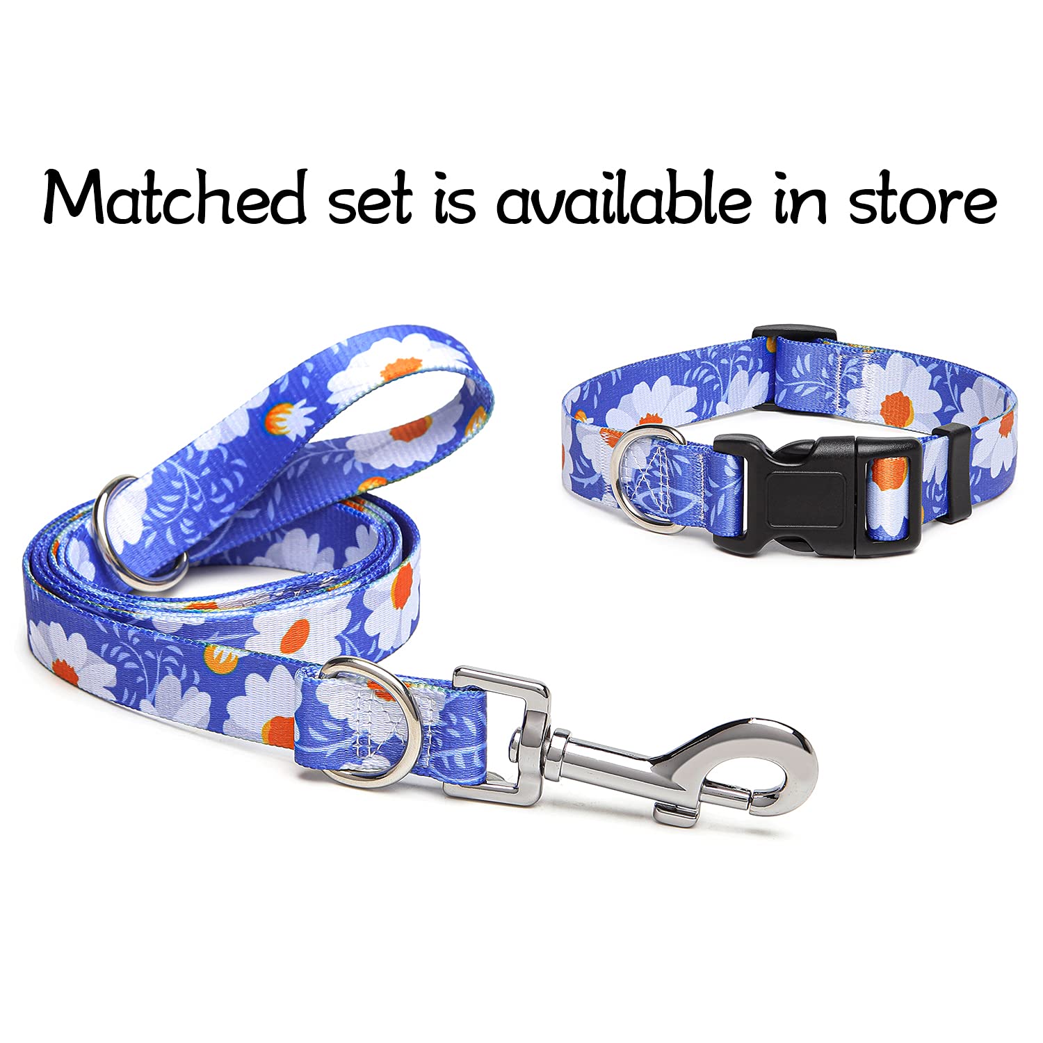 Suredoo Adjustable Dog Collar With Patterns, Ultra Comfy Soft Nylon Breathable Pet Collar For Small Medium Large Dogs (M, Daisy)