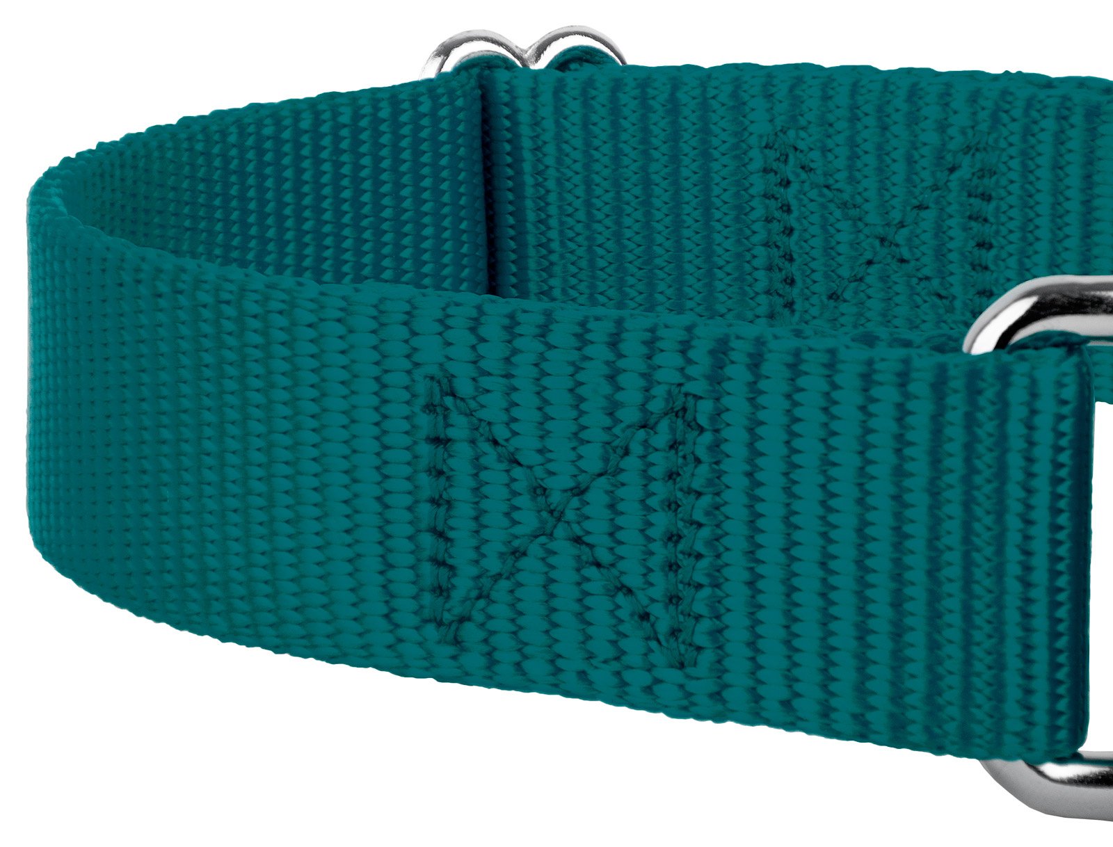 Country Brook Petz - Teal Martingale Heavyduty Nylon Dog Collar And Double Handle Leash (3/4 Inch, Small)