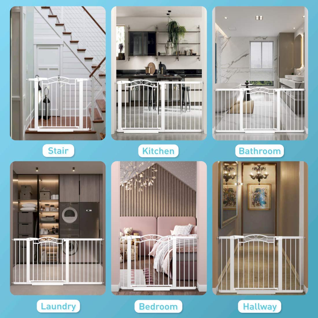 Fairy Baby Child Baby Gates For Doorway Stairs Hallway Stairway Gate For Kid Or Pet Dogs Walk Through Pressure Mounted 43.31'-46.06'