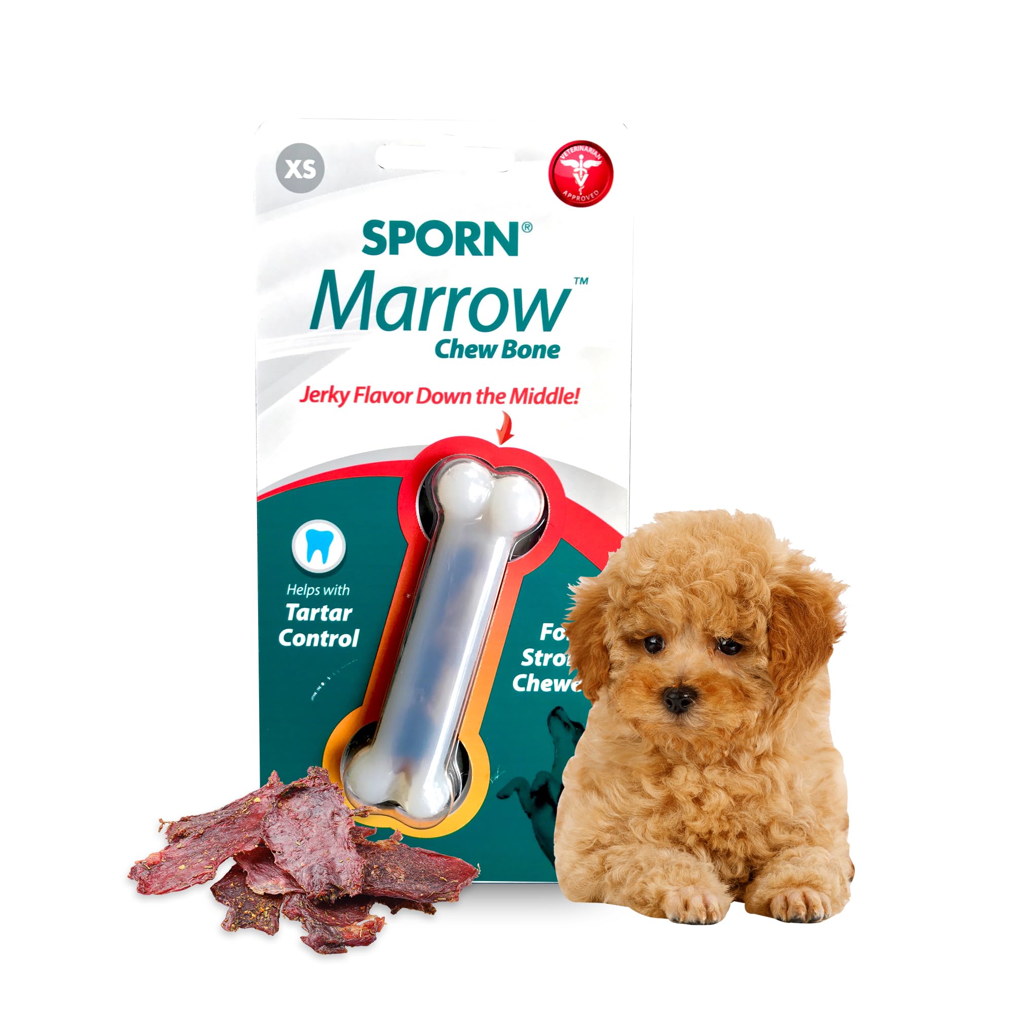 Sporn Durable Marrow Dog Chew Bones for Light Chewers, Jerky Flavor Nylon Dog Chew Toys for Extra Small Dogs, Gluten-Free & Non-