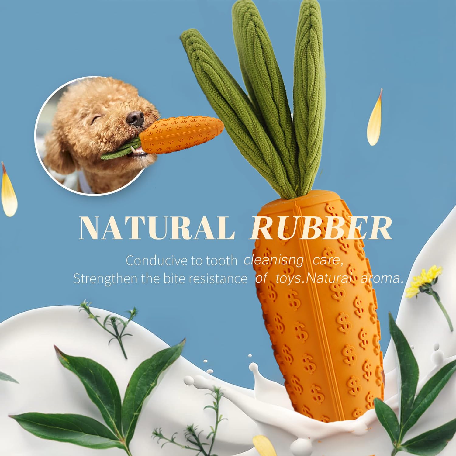 Svemei Squeaky Dog Chew Toys For Aggressive Chewers, Rubber Carrot Dog Toys, Interactive Tough Dog Toy,Funny Dog Teeth-Cleaning