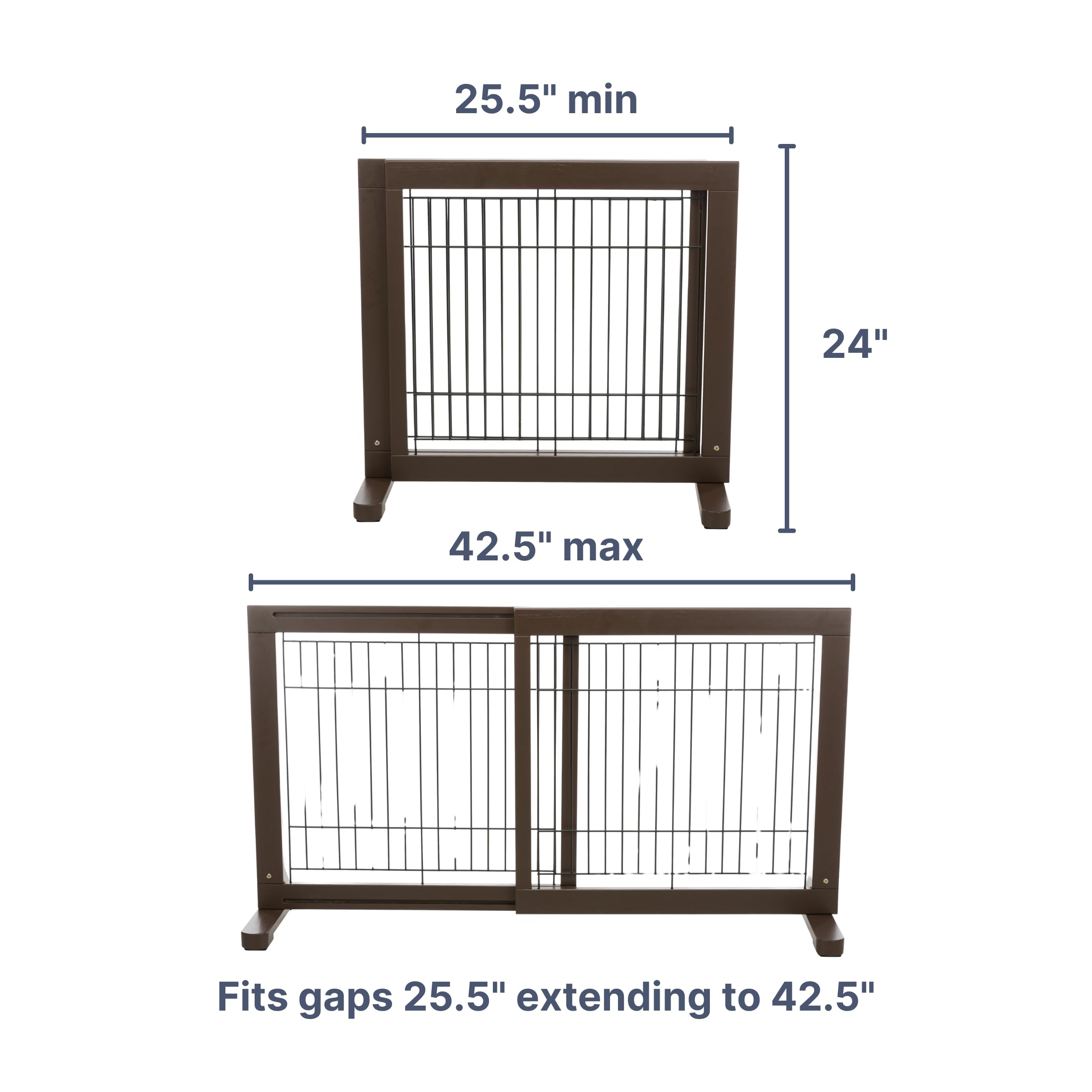 Trixie Freestanding Pet Gate, Wood And Wire, Lightweight, Adjustable Width, 24 In Height, Espresso Brown