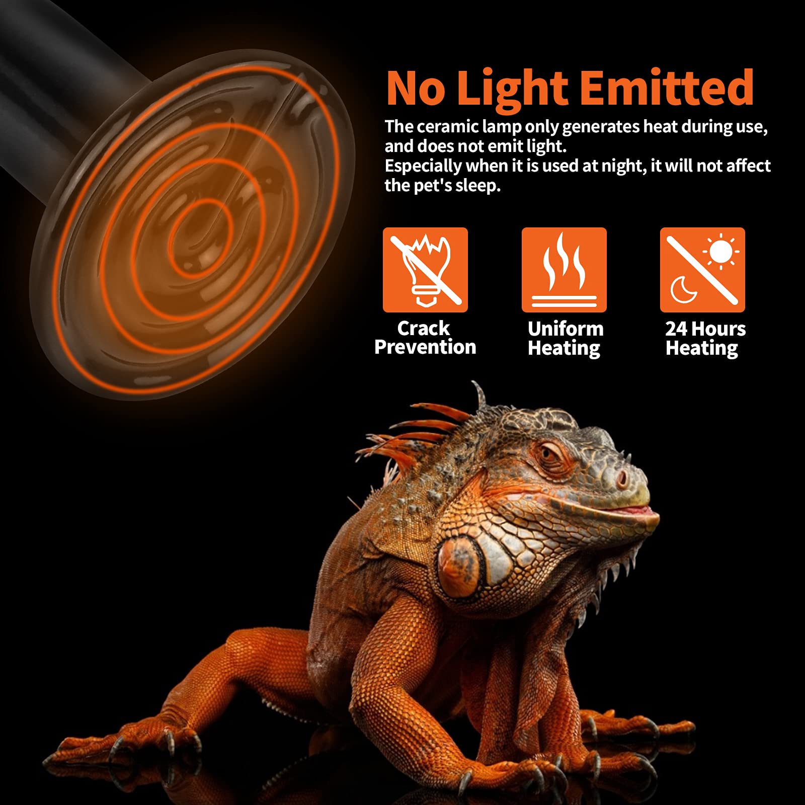 Lucky Herp 75W Ceramic Heat Emitter, Reptile Heat Bulbs, Ceramic Heat Lamp For Reptiles, Amphibian, Chicken, Dog, Cat (2-Pack)