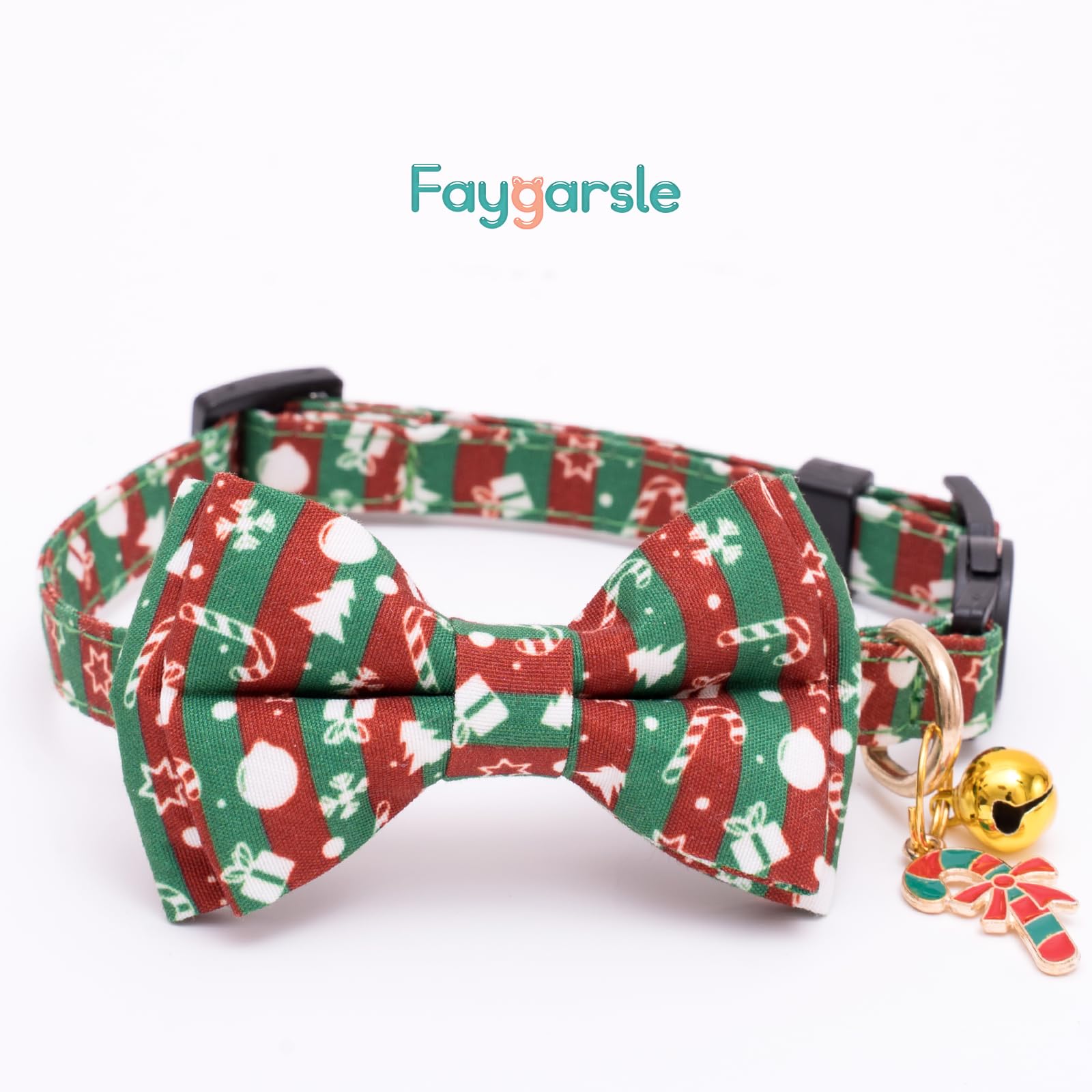 Faygarsle 2 Pack Christmas Cat Collar Cute Holiday Cat Collar With Bow Tie Breakaway Red Green Winter Collar For Boy Girl Cats F
