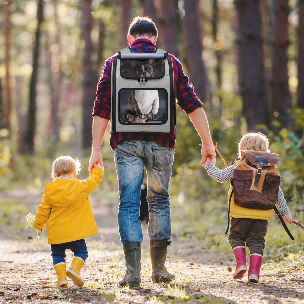 Critter Sitters Light Grey Pet Backpack For Small Dogs, Cats With Scratch Resistant Breathable Mesh Windows, Airline Carry-On Ap