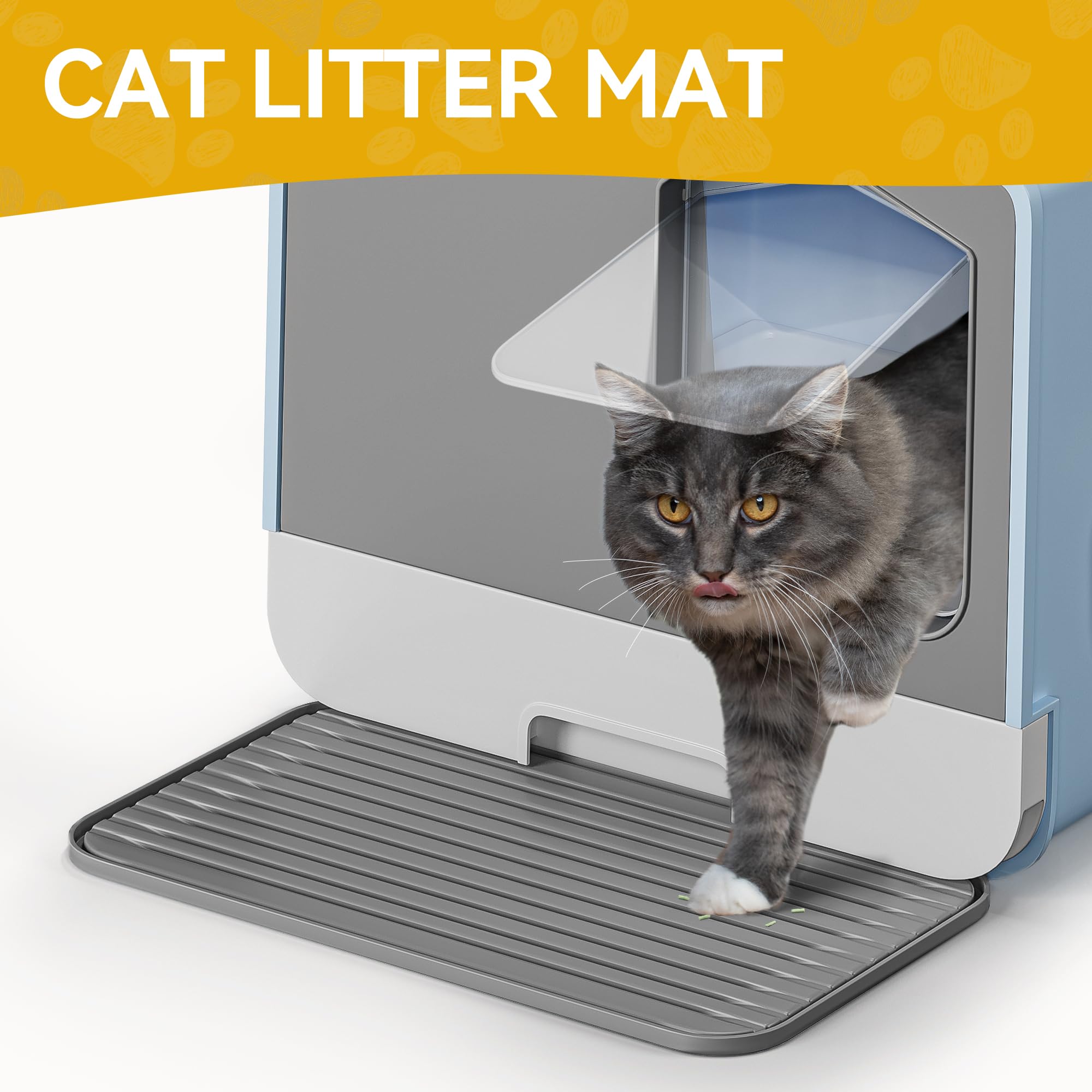Dwvo Xl Enclosed Cat Litter Box With Vent, Mat, And Litter Scoop, Odorless, Anti-Splashing, No Installation Required - Blue