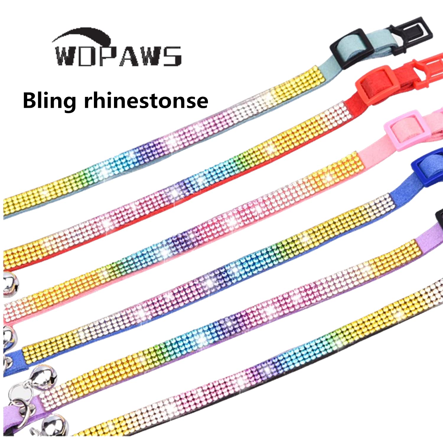 Wdpaws Cat Collar Breakaway Bling Diamond Rhinestone With Bell Adjustable For Cats And Kitten Girl Boy (Black)