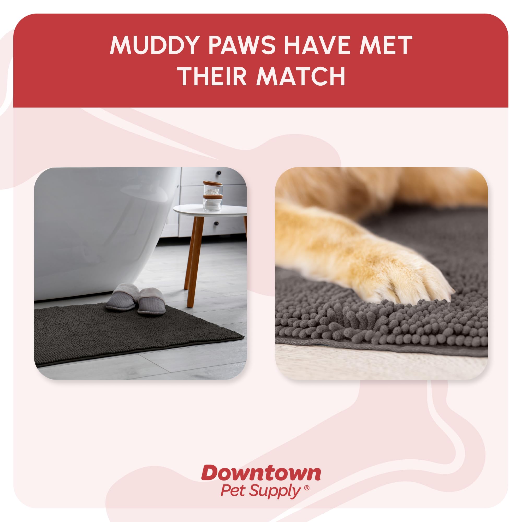 My Doggy Place Microfiber Dog Mat for Muddy Paws, 36 x 26 Ash - Absorbent and Quick-Drying Dog Paw Cleaning Mat, Washer and Drye